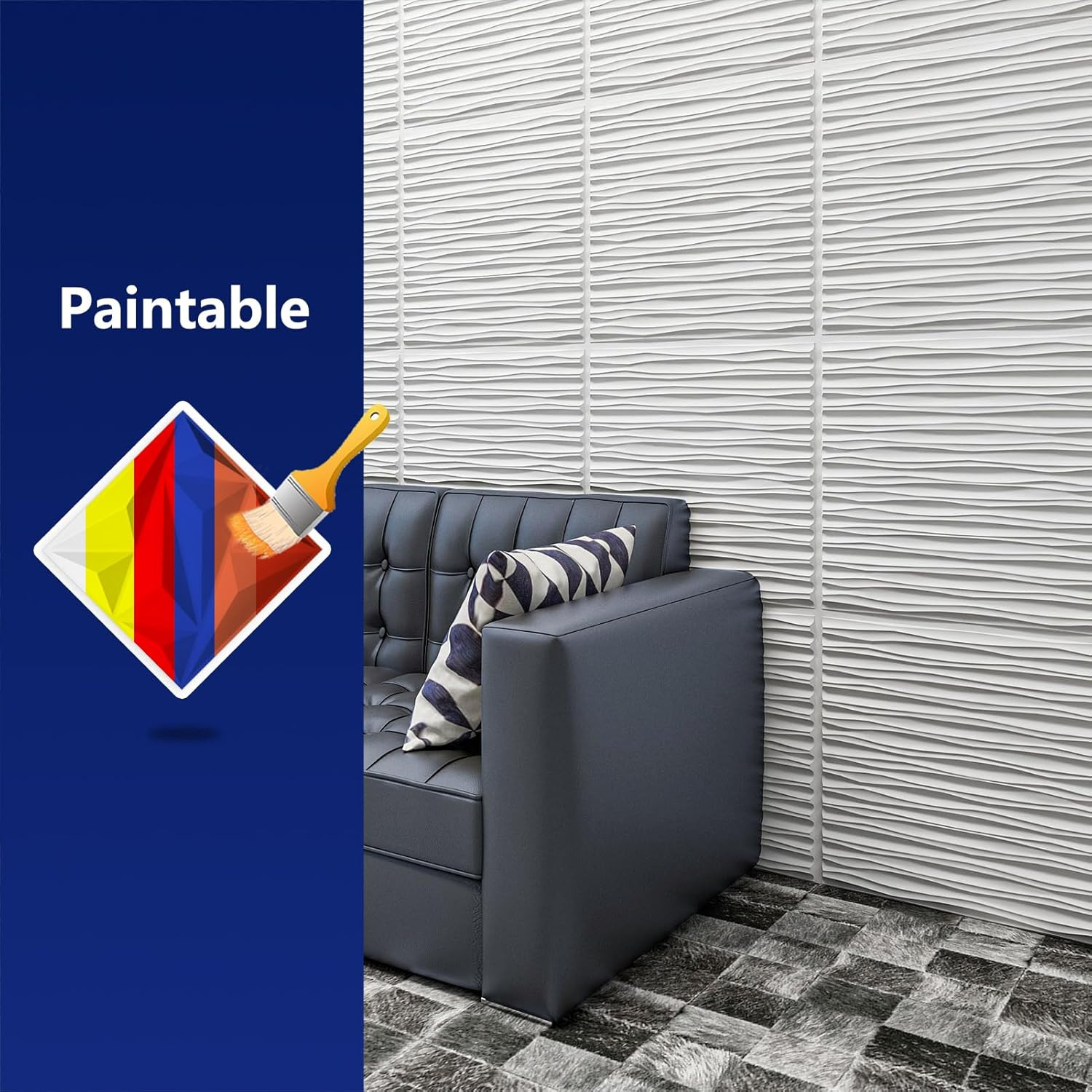 Premium 3D Ceiling Tiles 24×24, 12-Pack Waterproof PVC Wall Panels, Fire Rated