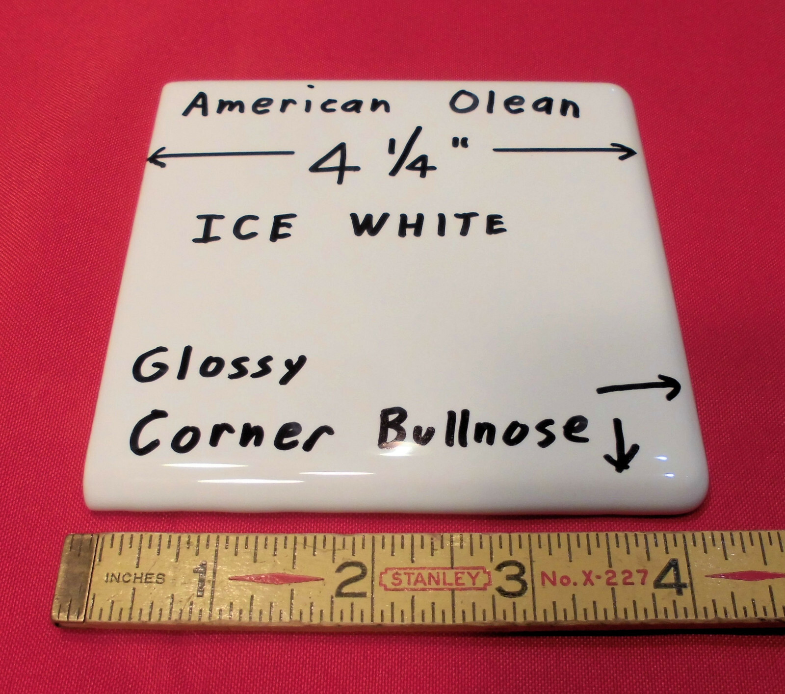 1 pc. *Ice White* Ceramic Tile Corner Bullnose by American Olean 4-1/4″ New