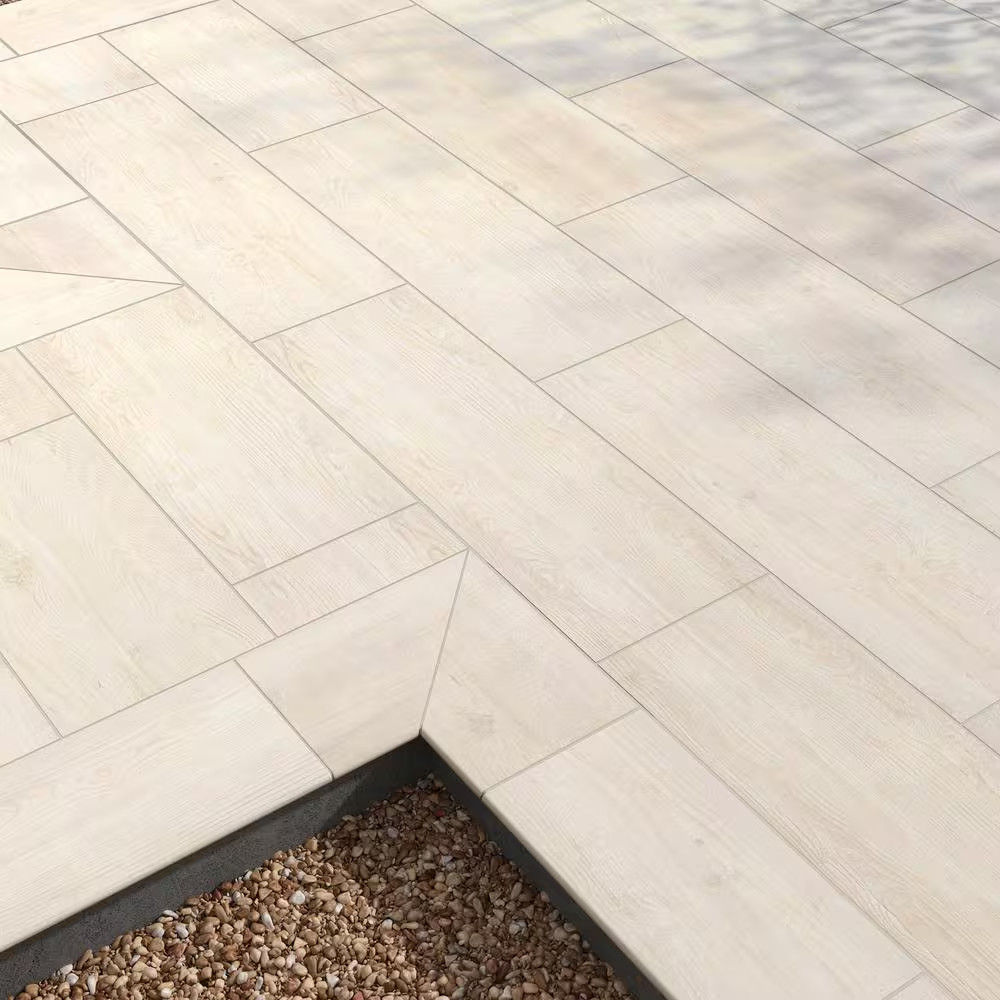 Caldera Blanca 2 Cm. X 16 In. X 47 In. Matte Porcelain Wood Look Paver Floor Til