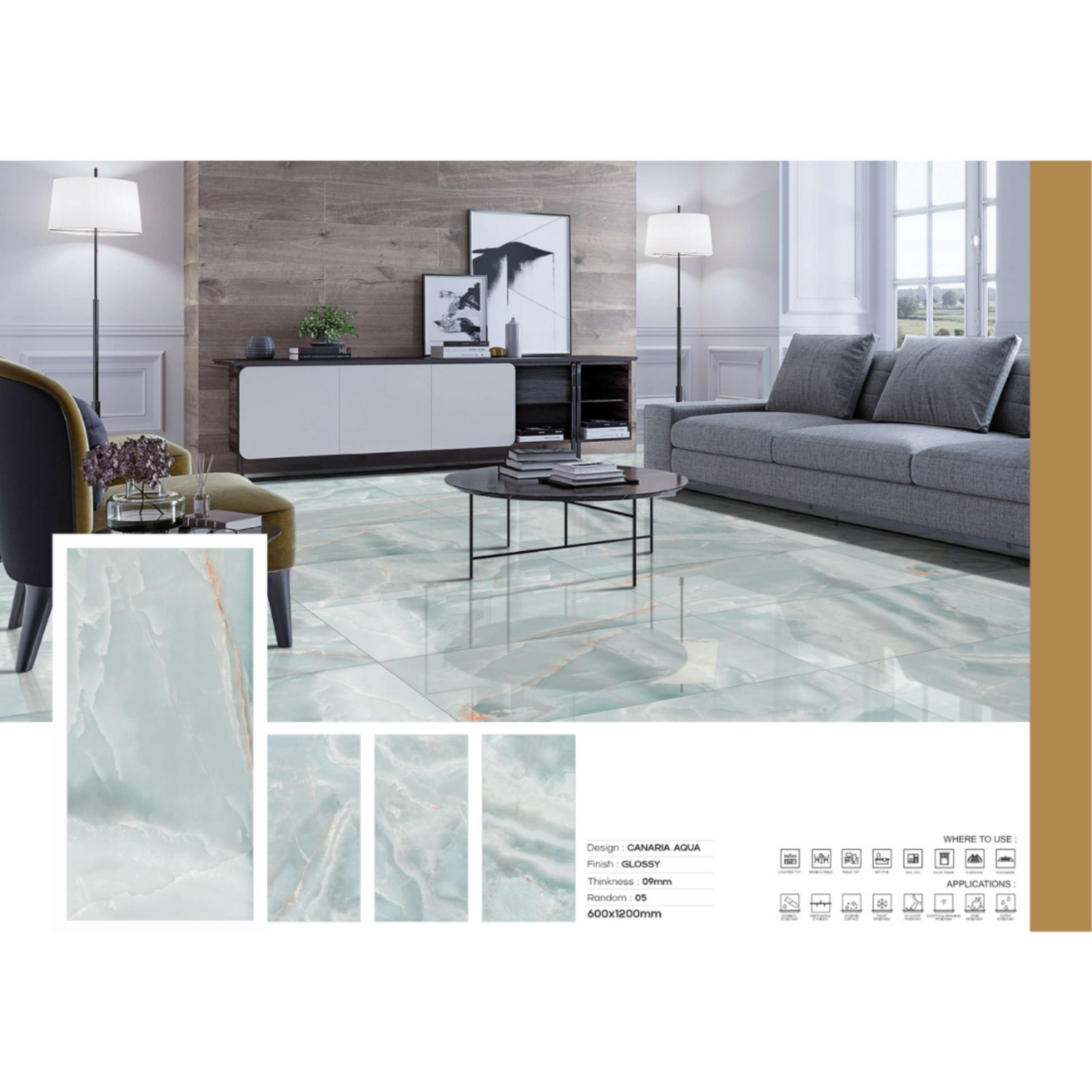 My Luxury Flooring MK PANTON Canaria Aqua Porcelain Tiles – 24 x 48 In Blue Tile