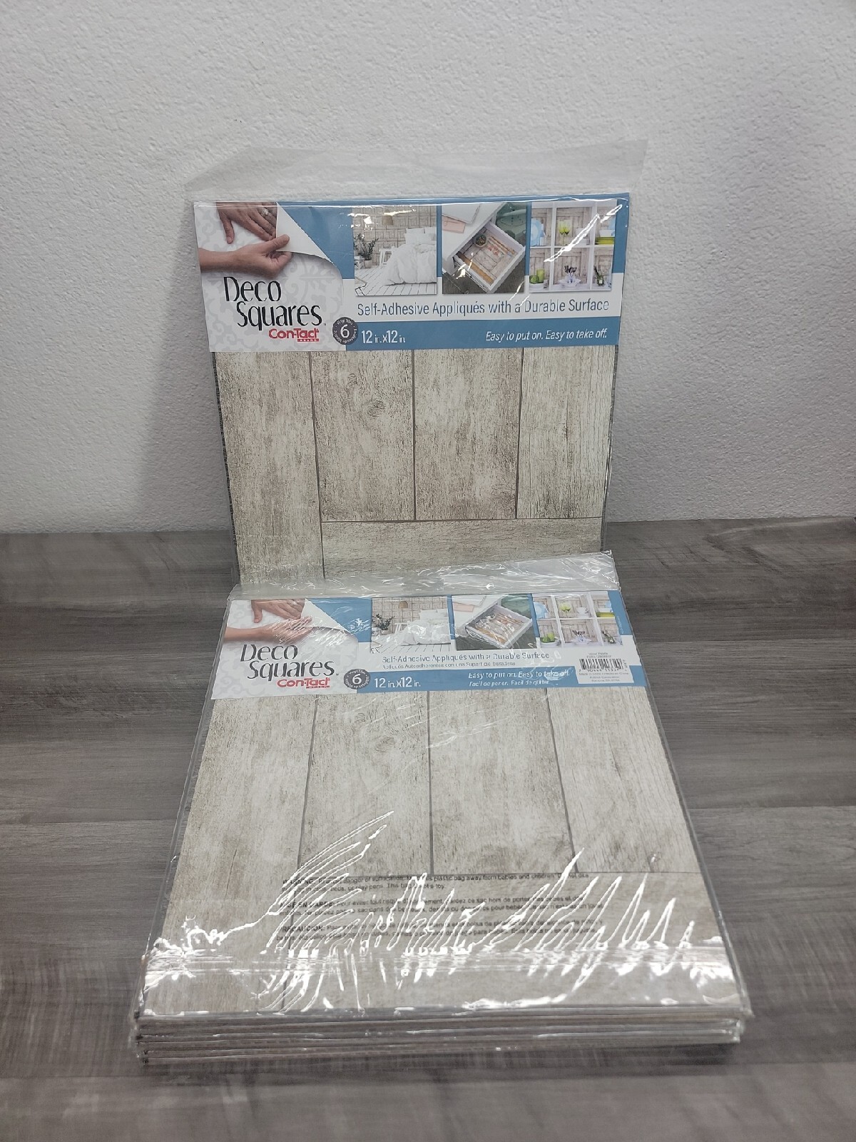 8 pack Contact Brand Deco Squares 12×12″ Vinyl 6 Pieces Per Pack Wood Gray