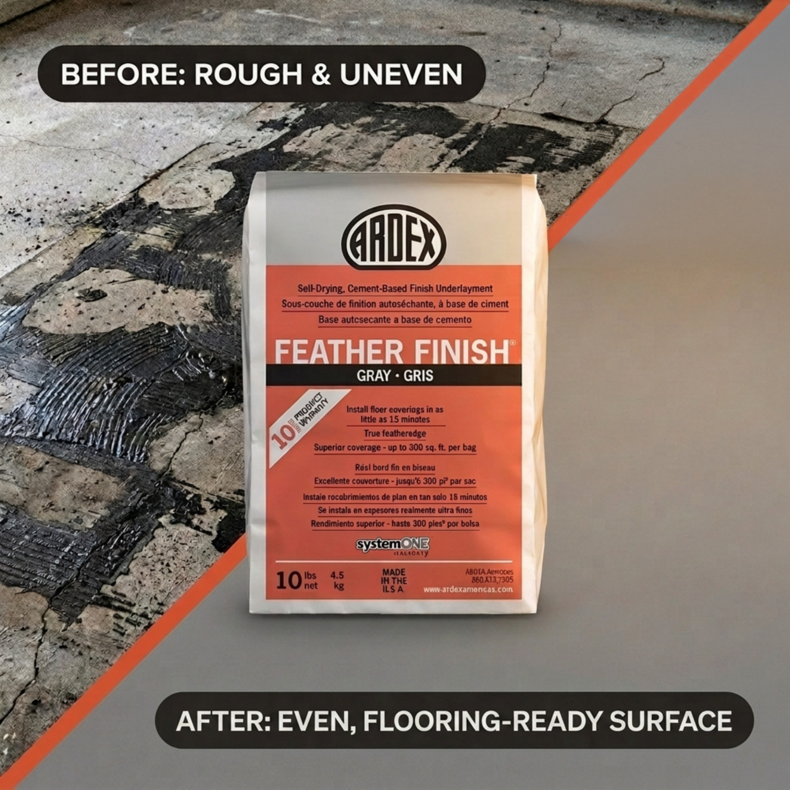Ardex Feather Finish Quick-Set Self-Drying Cement-Base Underlayment 5x10lb White