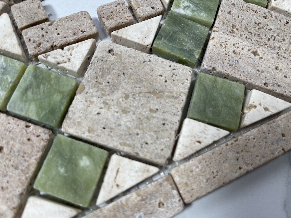B0092T Marble Mosaic Border Listello Accent Tile Venice Green 4×11.1 Tumbled