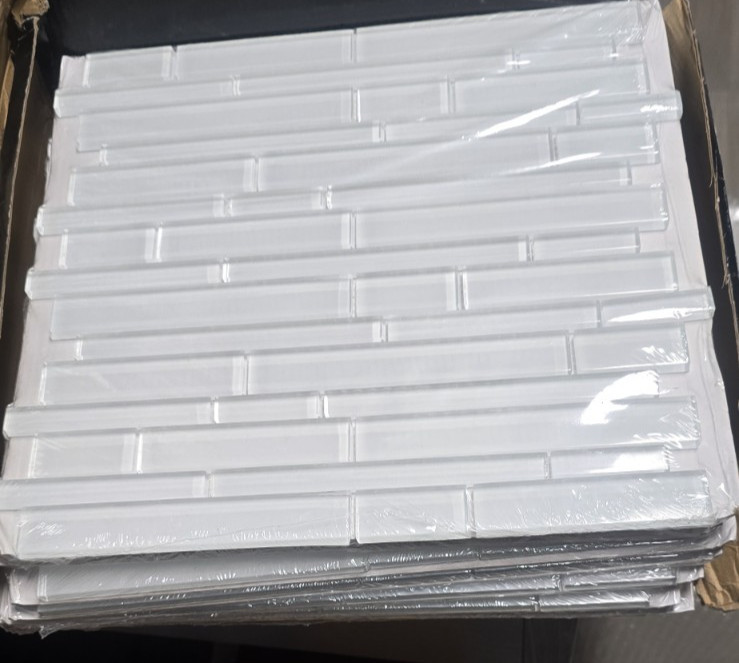 7PC MSI ICE INTERLOCKING 12x12x8mm GLASS MESH MOUNTED MOSAIC TILE