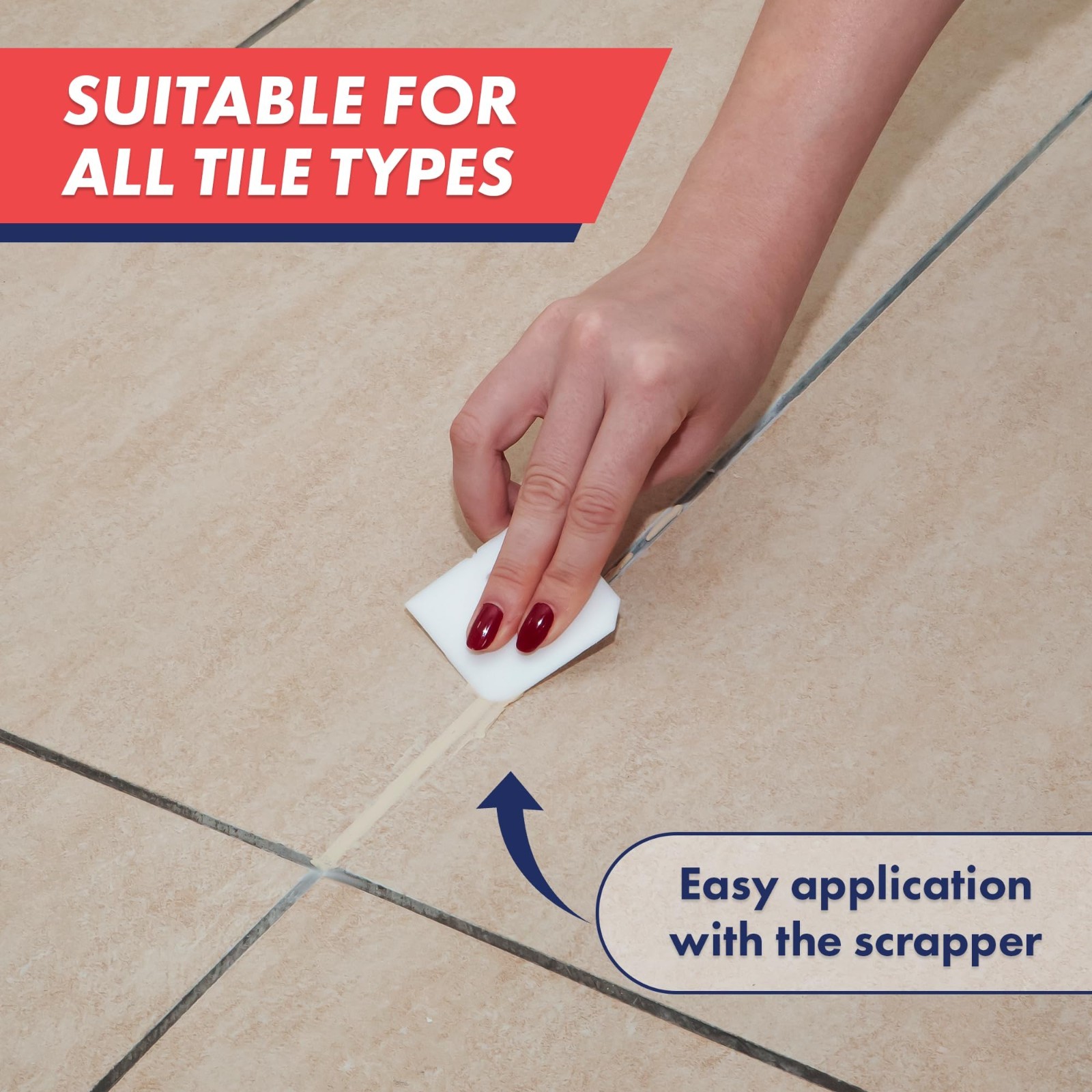 Tile Grout Repair Kit – 2 Pack Beige, Fast Drying Waterproof Squeeze Tube for Fl