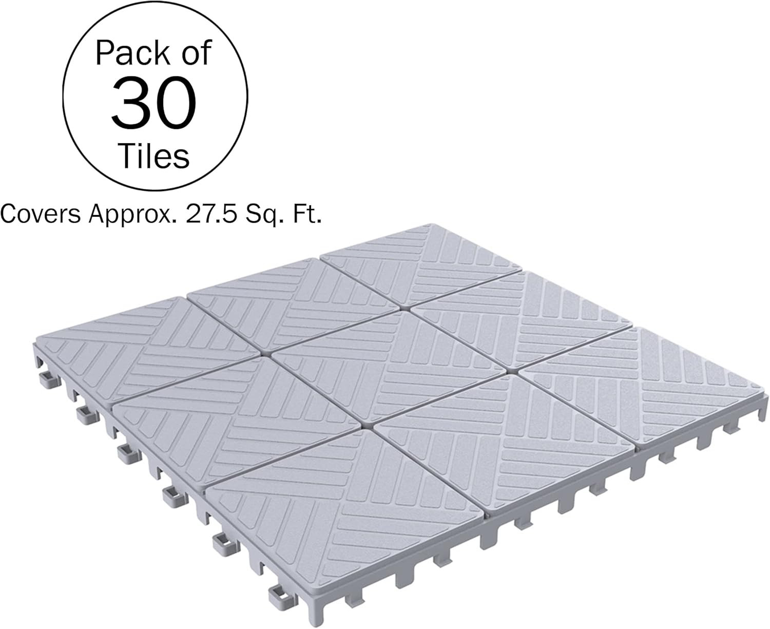 30-Pack Weather-Resistant Interlocking Patio Deck Tiles – Gray Outdoor Flooring