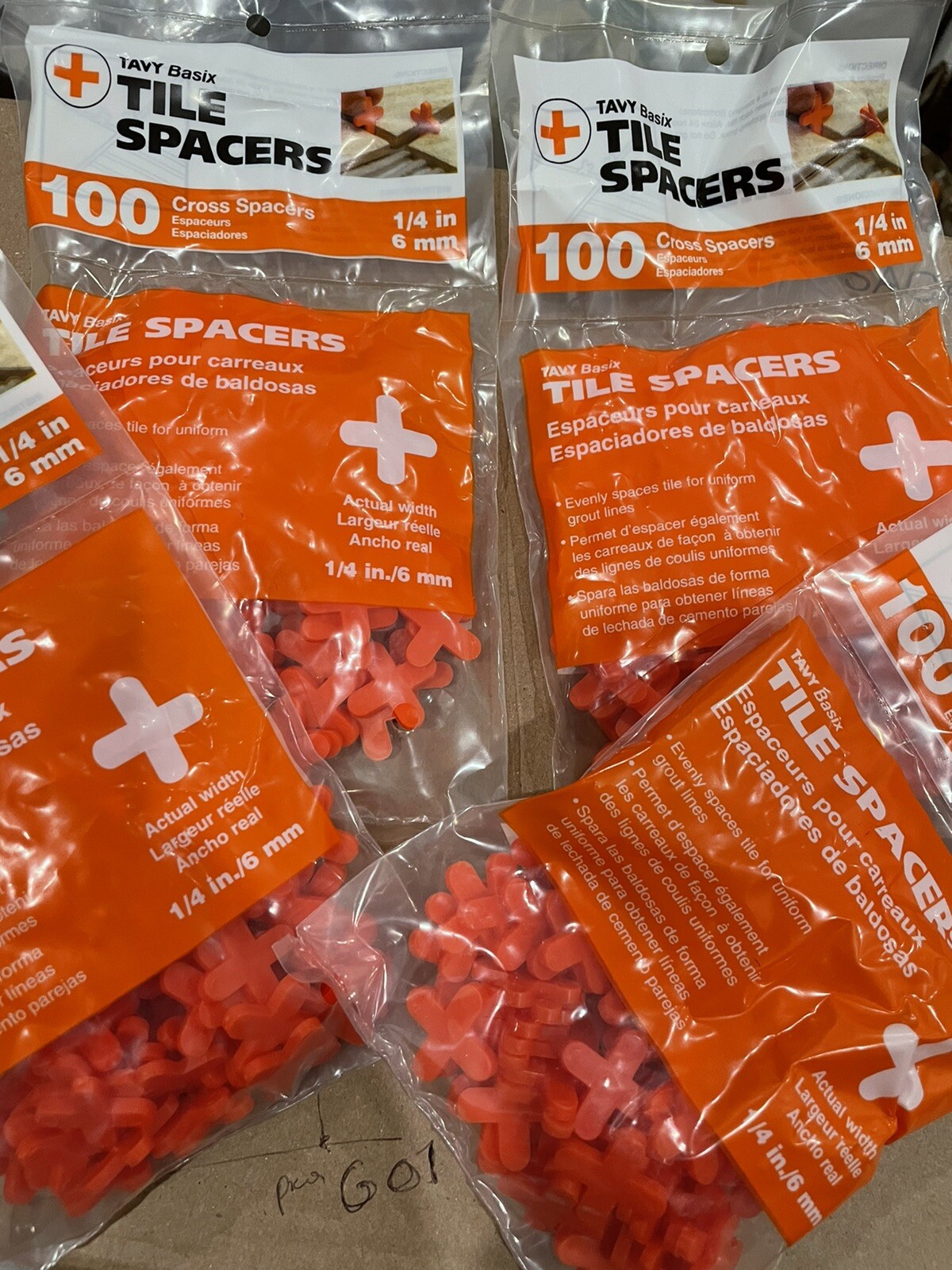 4X 100PC Tavy Basix Cross Tile Spacers 1/4in 6mm Pack Brand New
