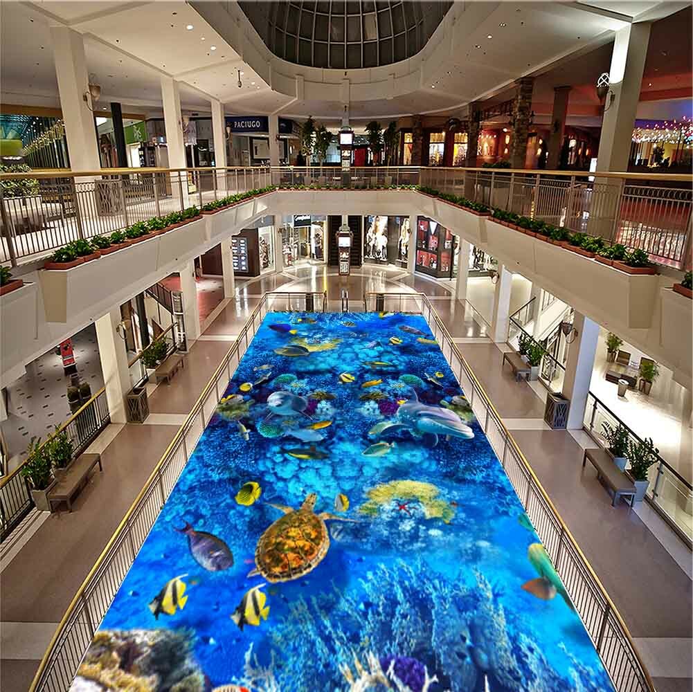 Blue Ocean Brain 3D Floor Mural Photo Flooring Wallpaper Home Print Decoration