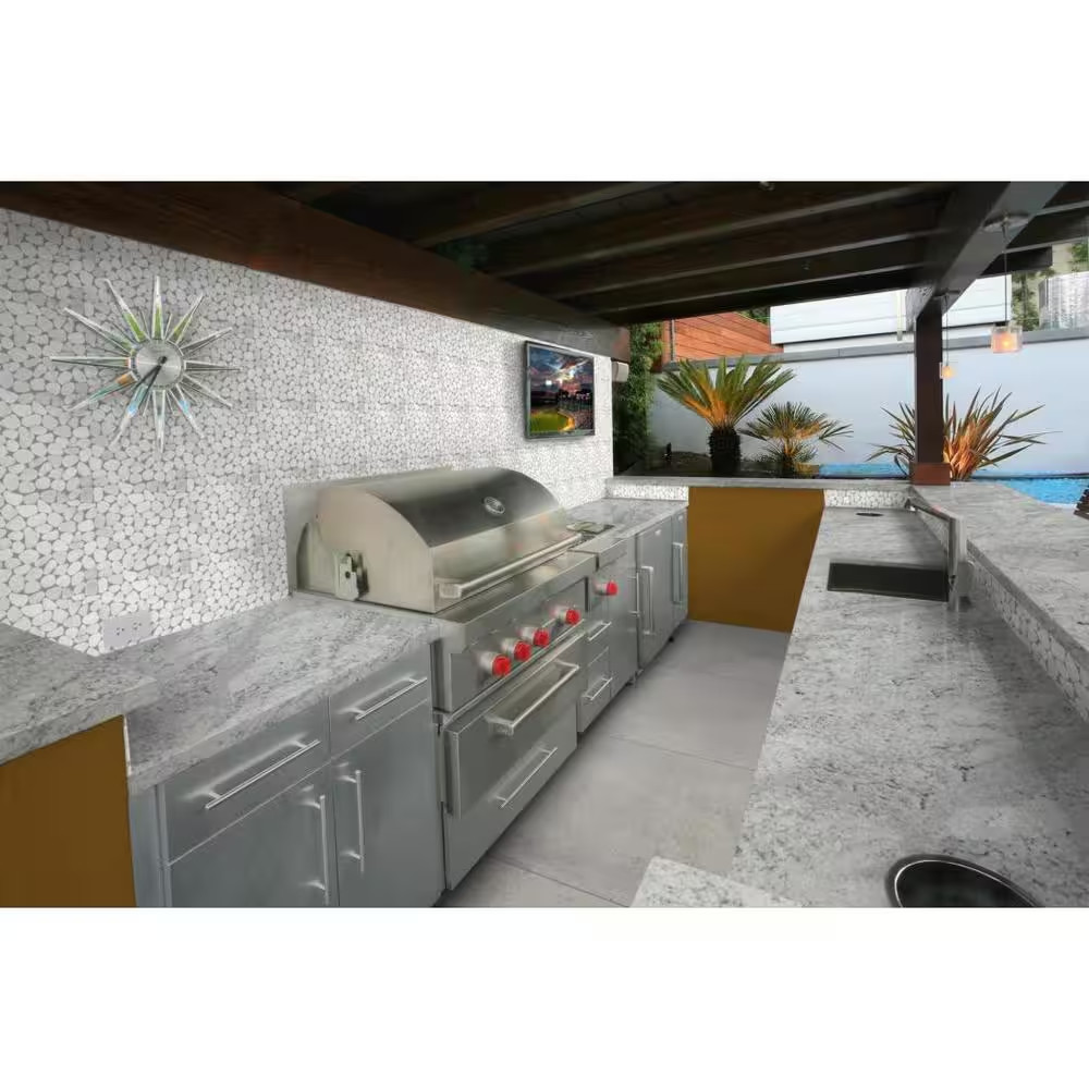 Cultura White Honed and Tumbled 11.81 In. X 11.81 In. X 8 Mm Pebbles Mesh-Mounte