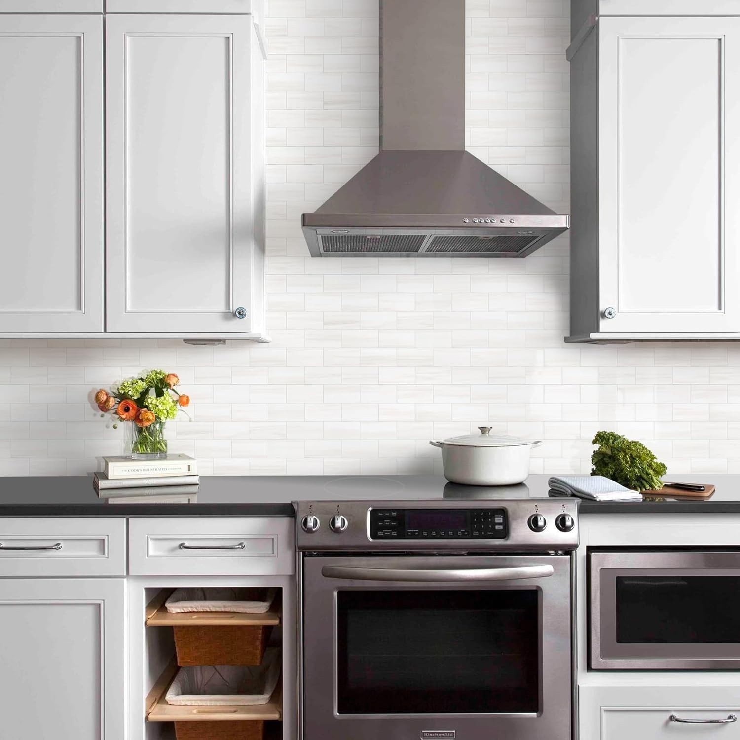 Geometric 3”x6” PVC Peel and Stick Tile – 100 Pieces for Easy DIY Backsplash