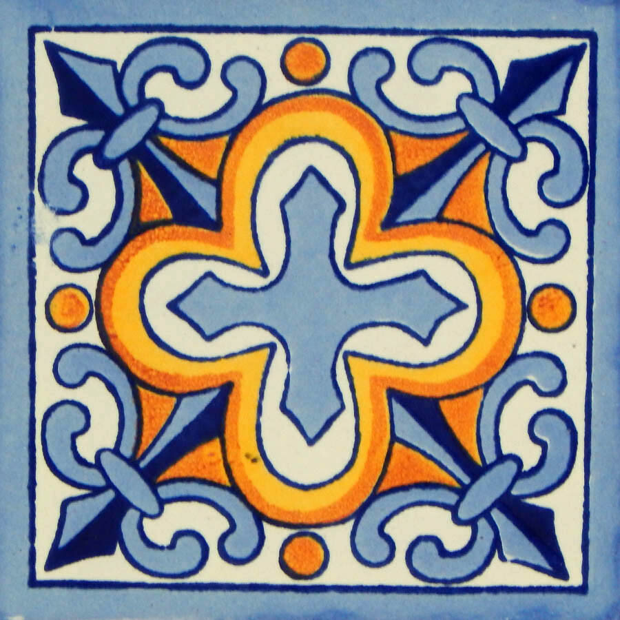 3 Sq Ft Tiles Ceramic Mexican Talavera Handmade Tile 27 PCS 4×4 – C150