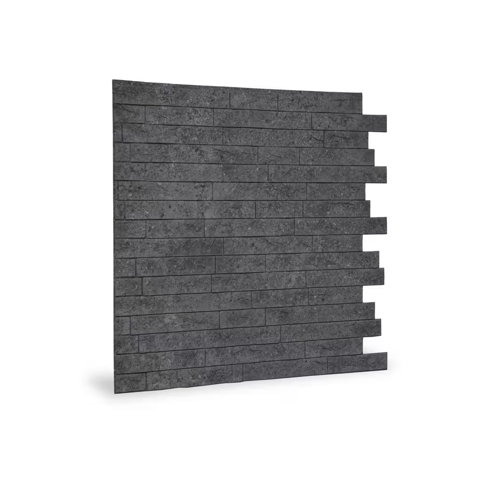 24 In. X 24 In. Ledge Stone PVC Seamless 3D Wall Panels in Dark Urban Cement (9-