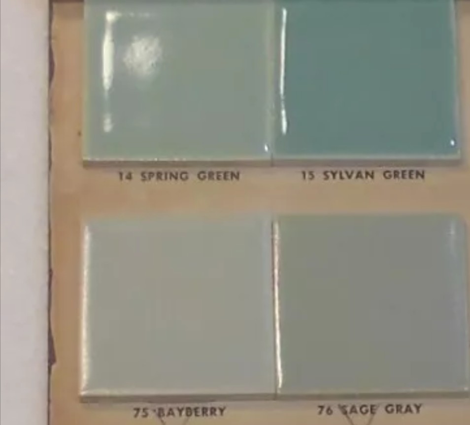 1 pc 4 1/4 X 4 1/4 Dried Water Texture Bayberry Green American Olean Tile #75