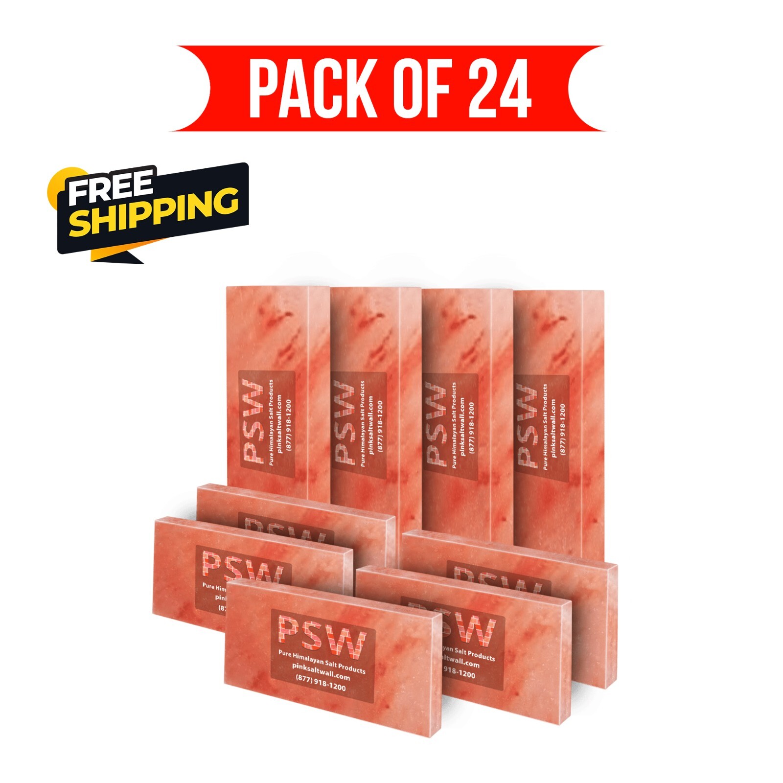 Himalayan Salt Tiles Pack of 24 Size 8x4x0.75 For Sauna & Home Improvement