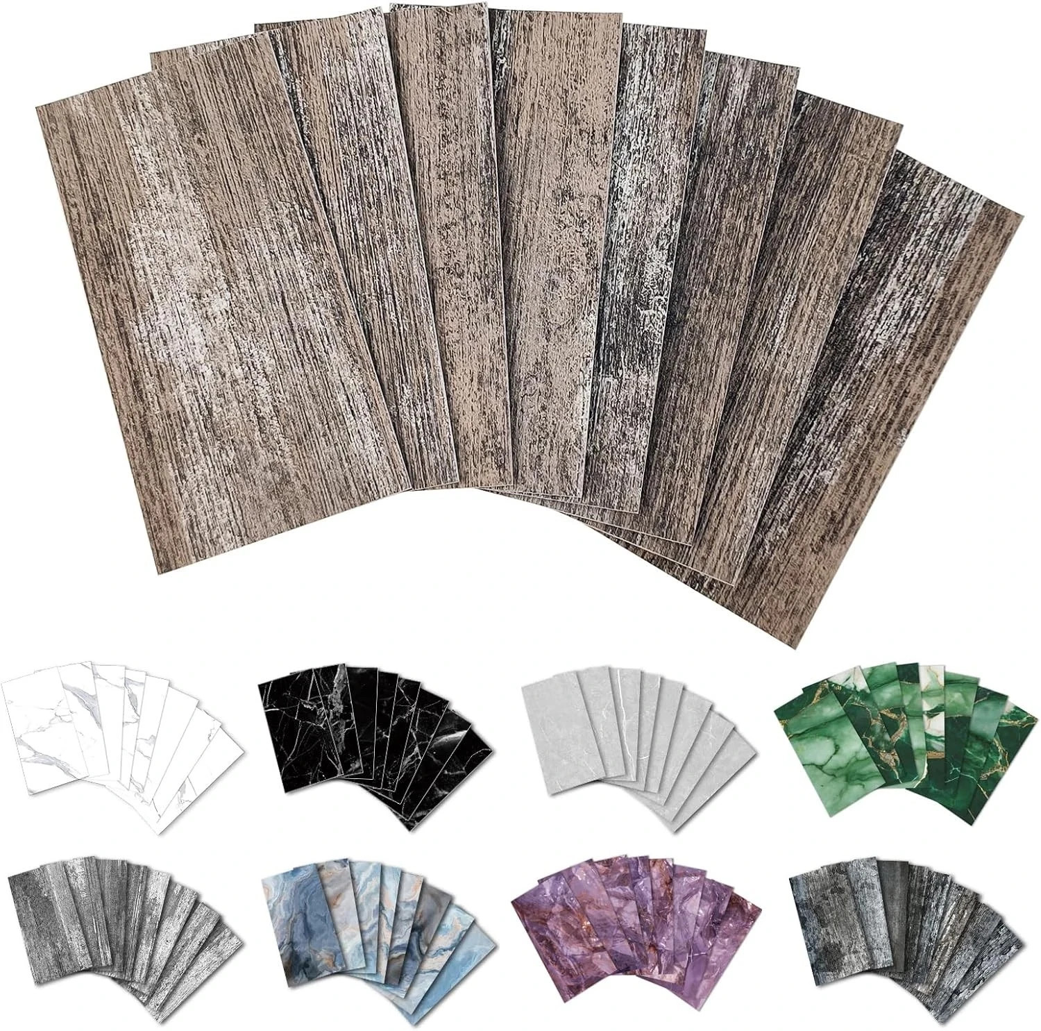 Peel and Stick Backsplash Wall Tile 32-Pack 4×8 Inch PVC Distressed Wood