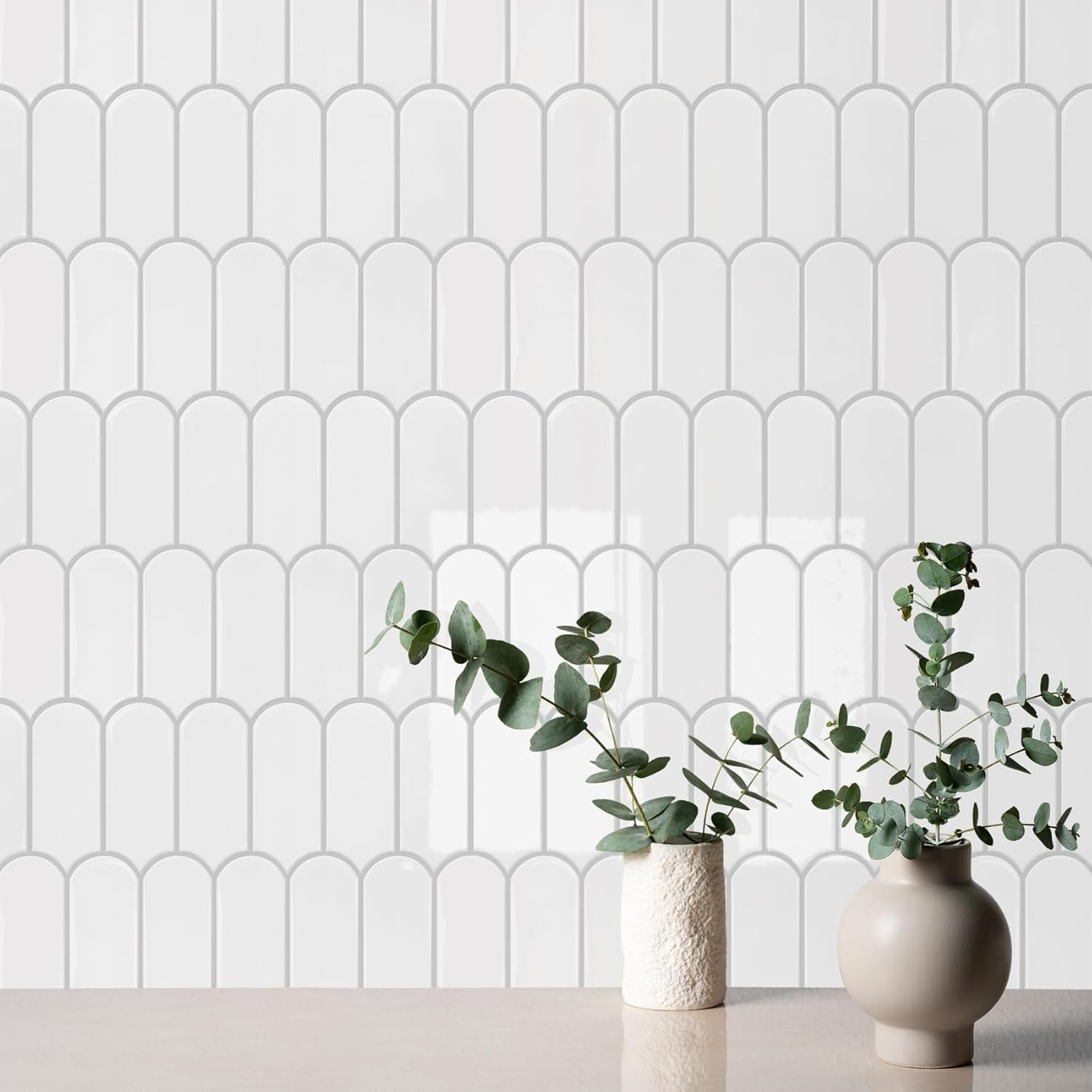 Vamos Tile Upgraded Thicker Design 11.1”x12”x2.5mm, White with Grey Grout 10pk