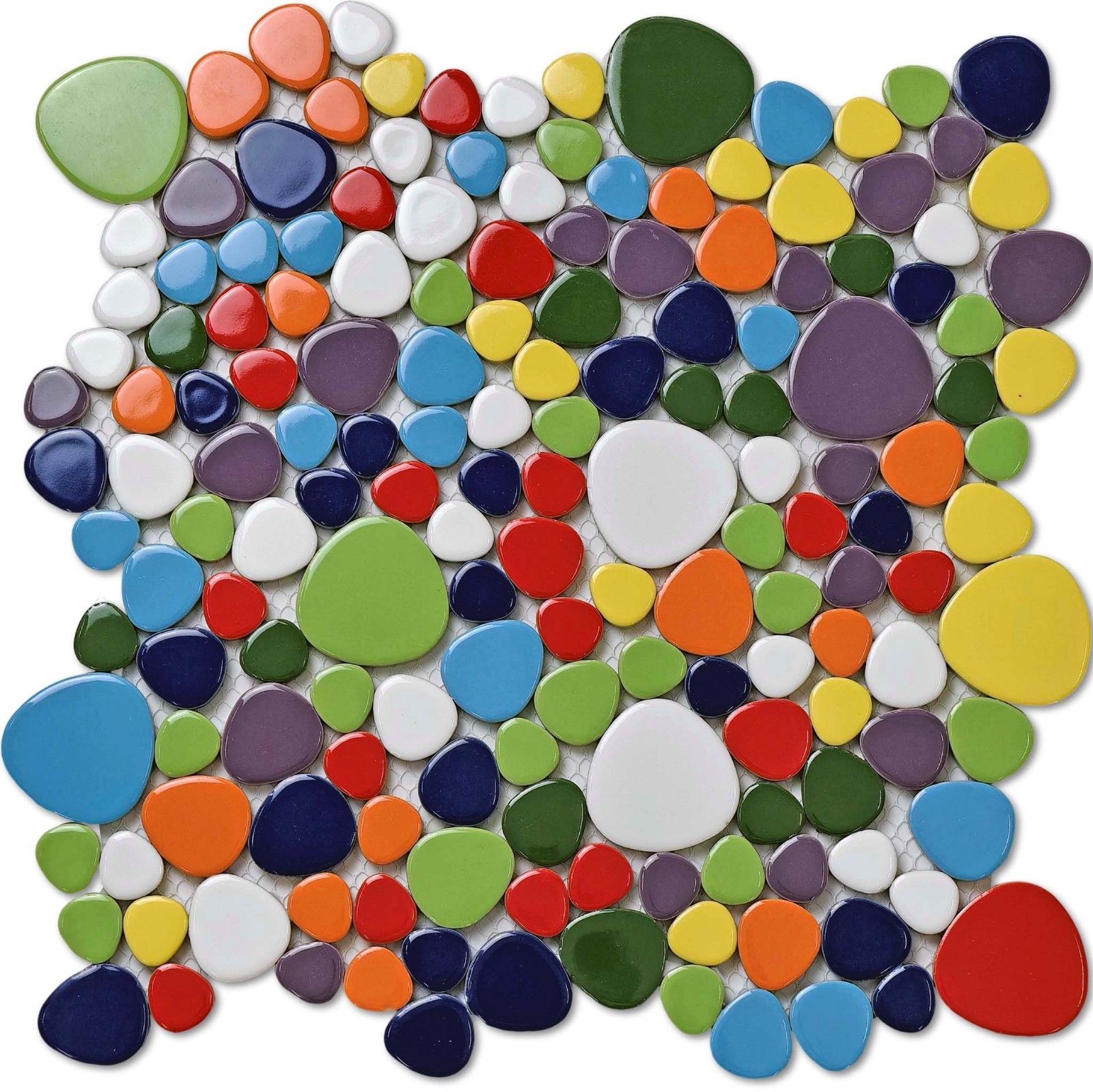 Multicolor Ceramic Pebble Mosaic Tile Glossy Wall Backsplash Bathroom Shower