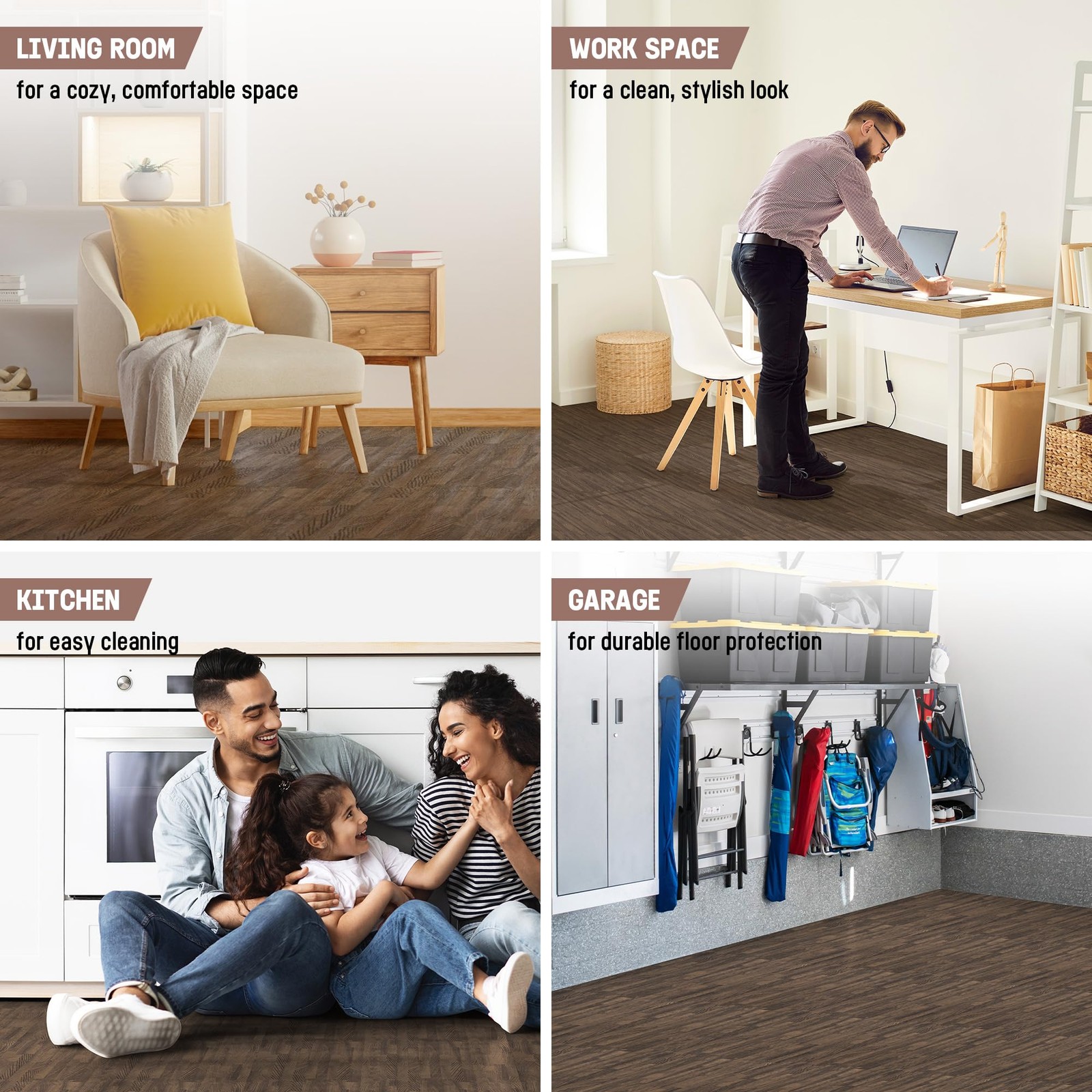 Yes4All 24″L x 24″W x 0.4″Th, G. 48 Square Feet (12 Tiles) – Dark Oak Wood