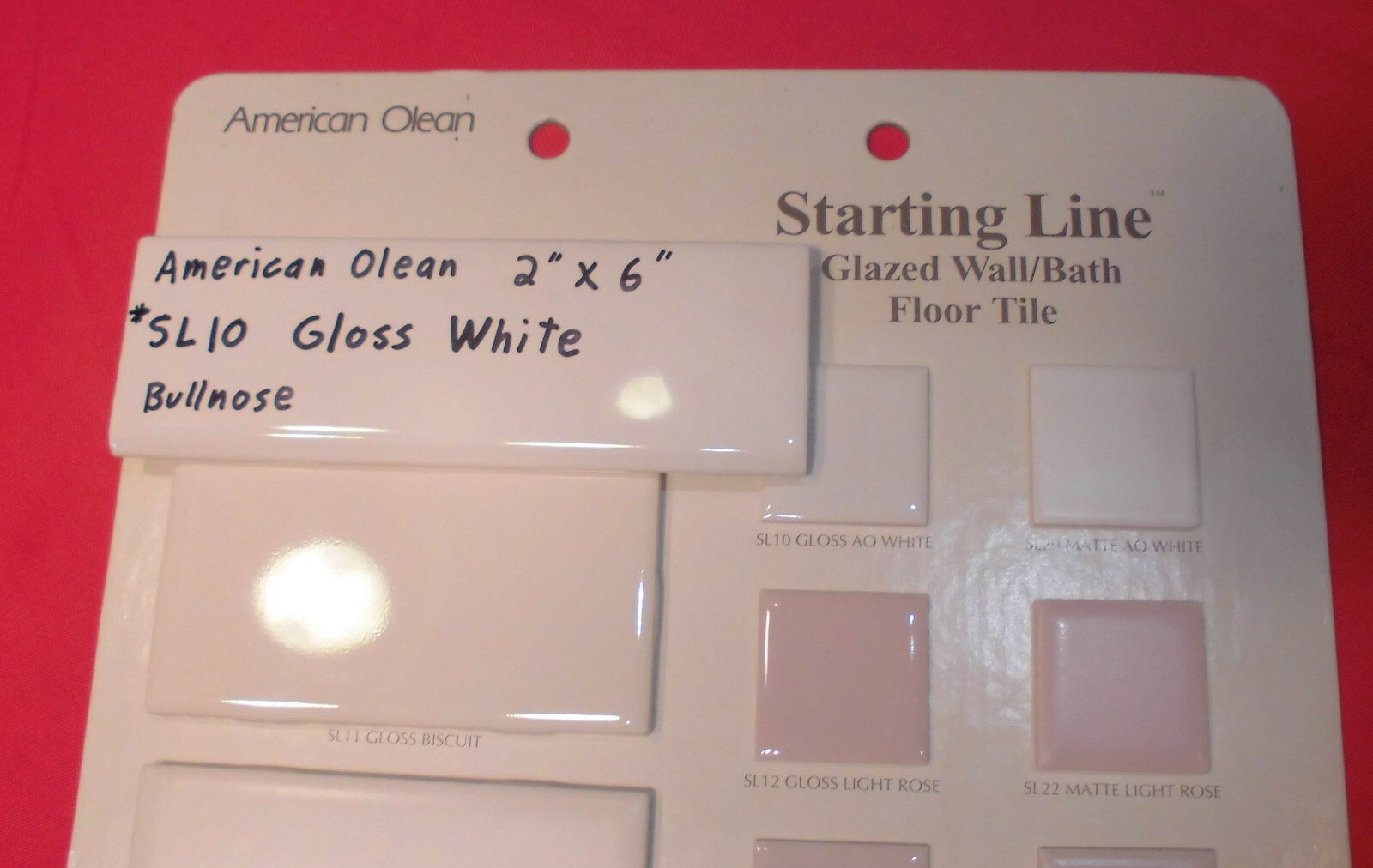 1 pc. Starting Line by American Olean: #SL10 Gloss White Bullnose Ceramic Tile
