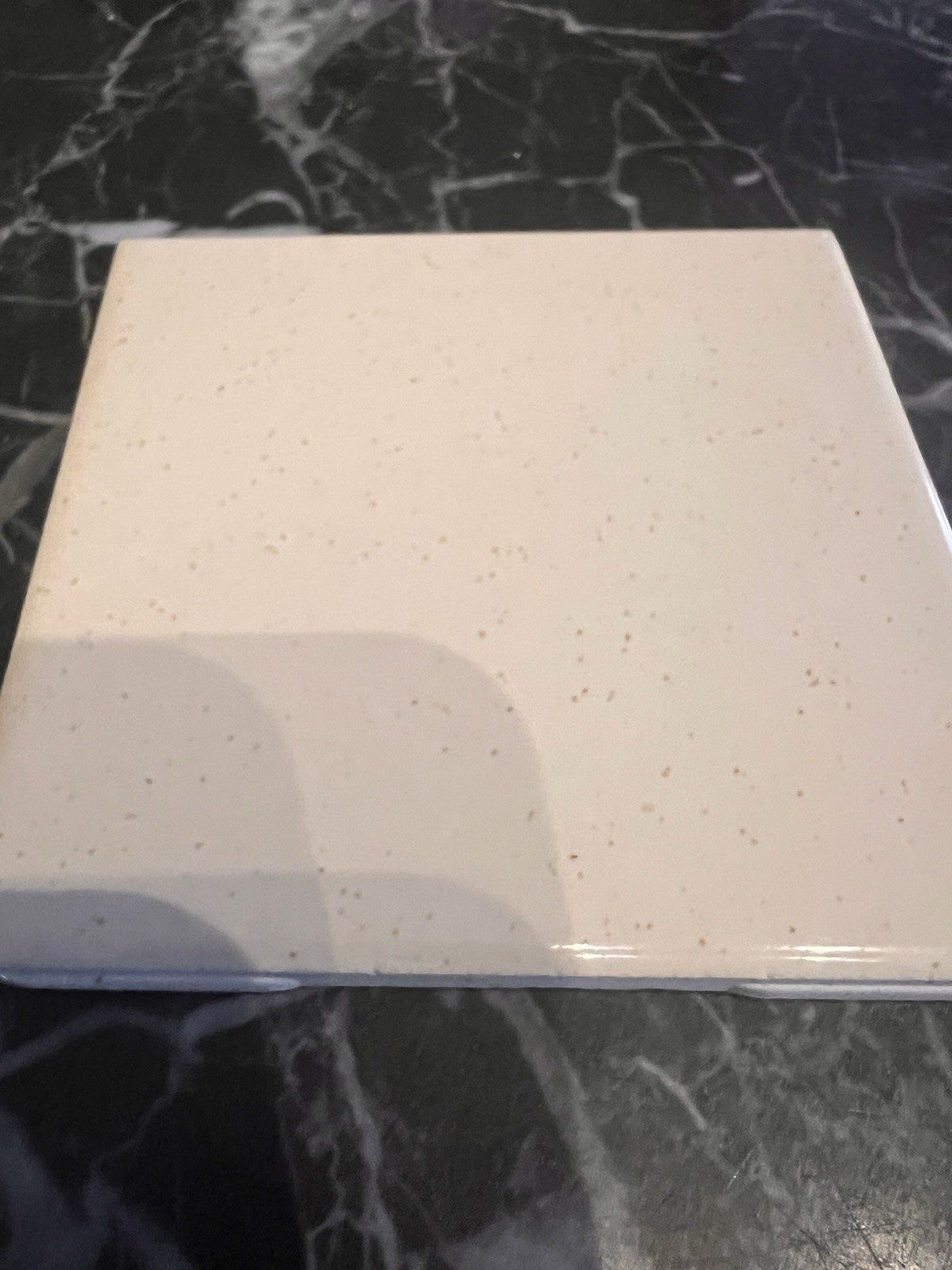 4-1/4″ 1970 Buckwheat Bullnose Brown Speckled Off White Tile NOS