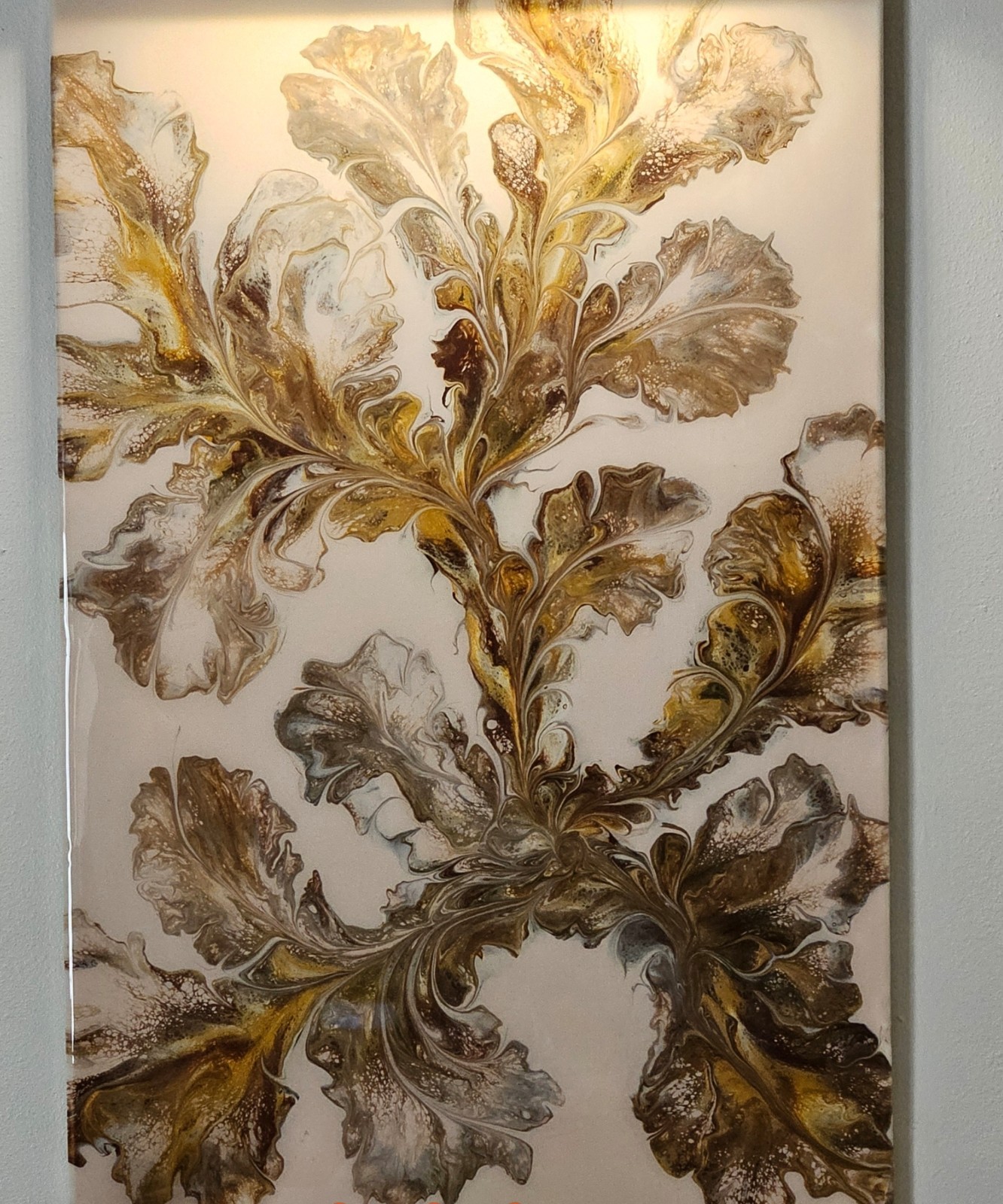 Lg 24×36 Beautiful epoxy resin coated floral dutch pour/w matching coasters.