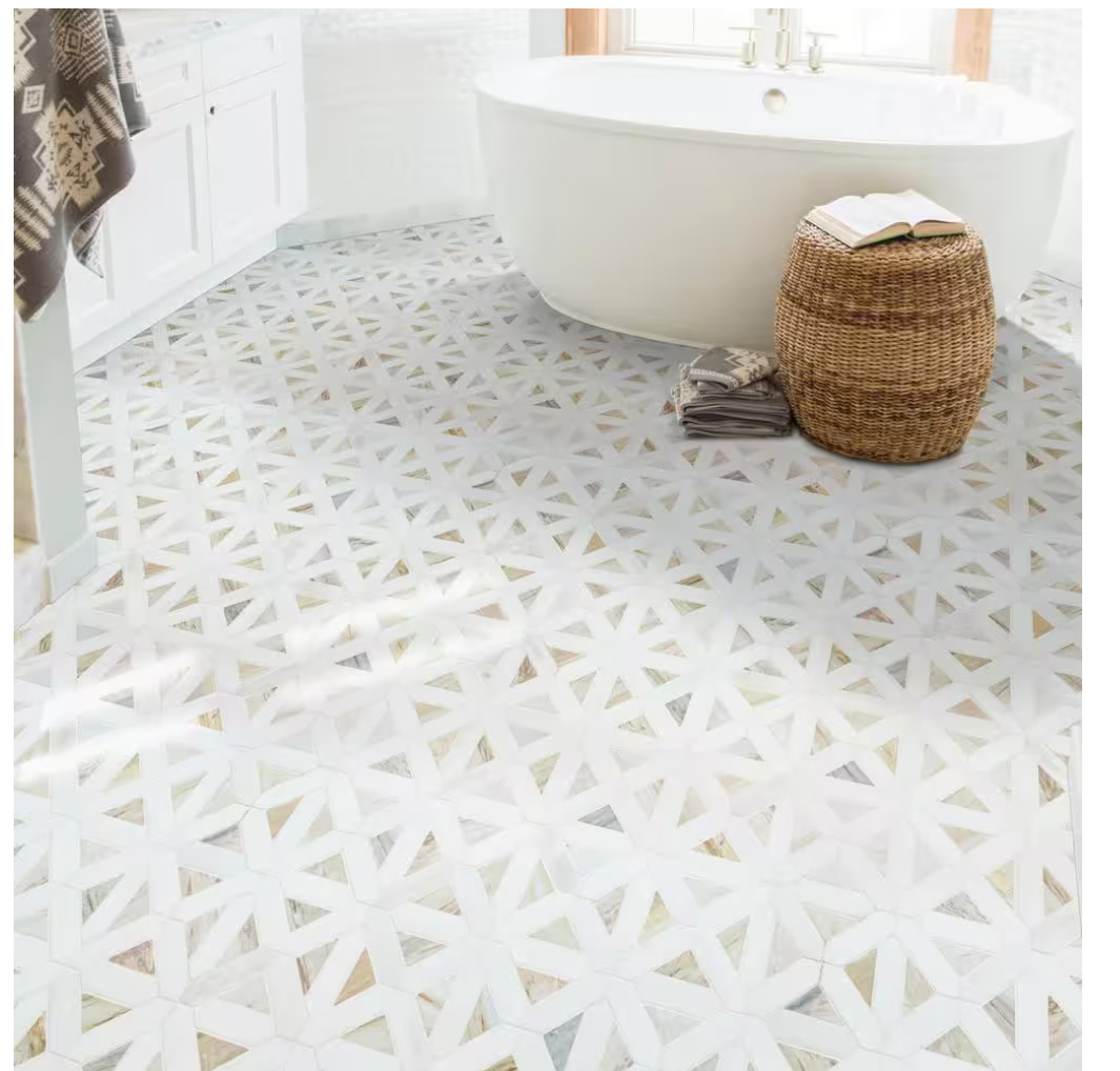 MSI Angora Geometric Pattern 12″ x 12″ Polished MarbleMosaic Tile(10 sq ft/Case)