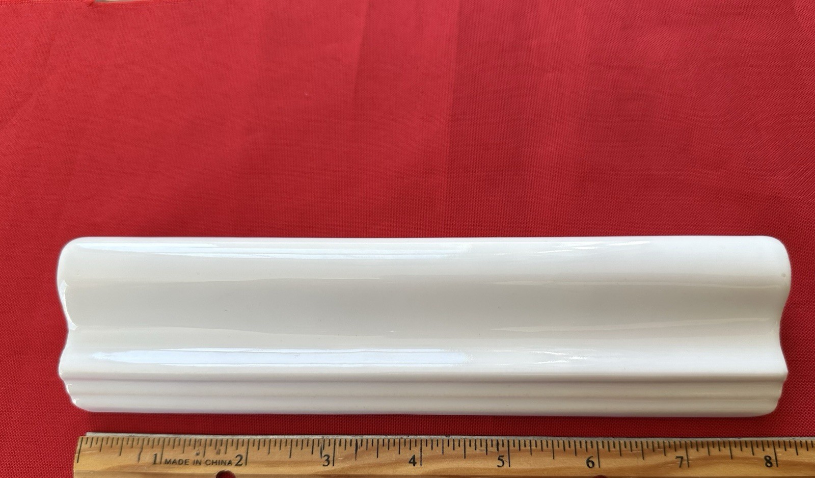 1 pc. Gloss White: Ceramic / Porcelain Chair Rail Tile: 2″ X 8-1/16″ Reclaimed