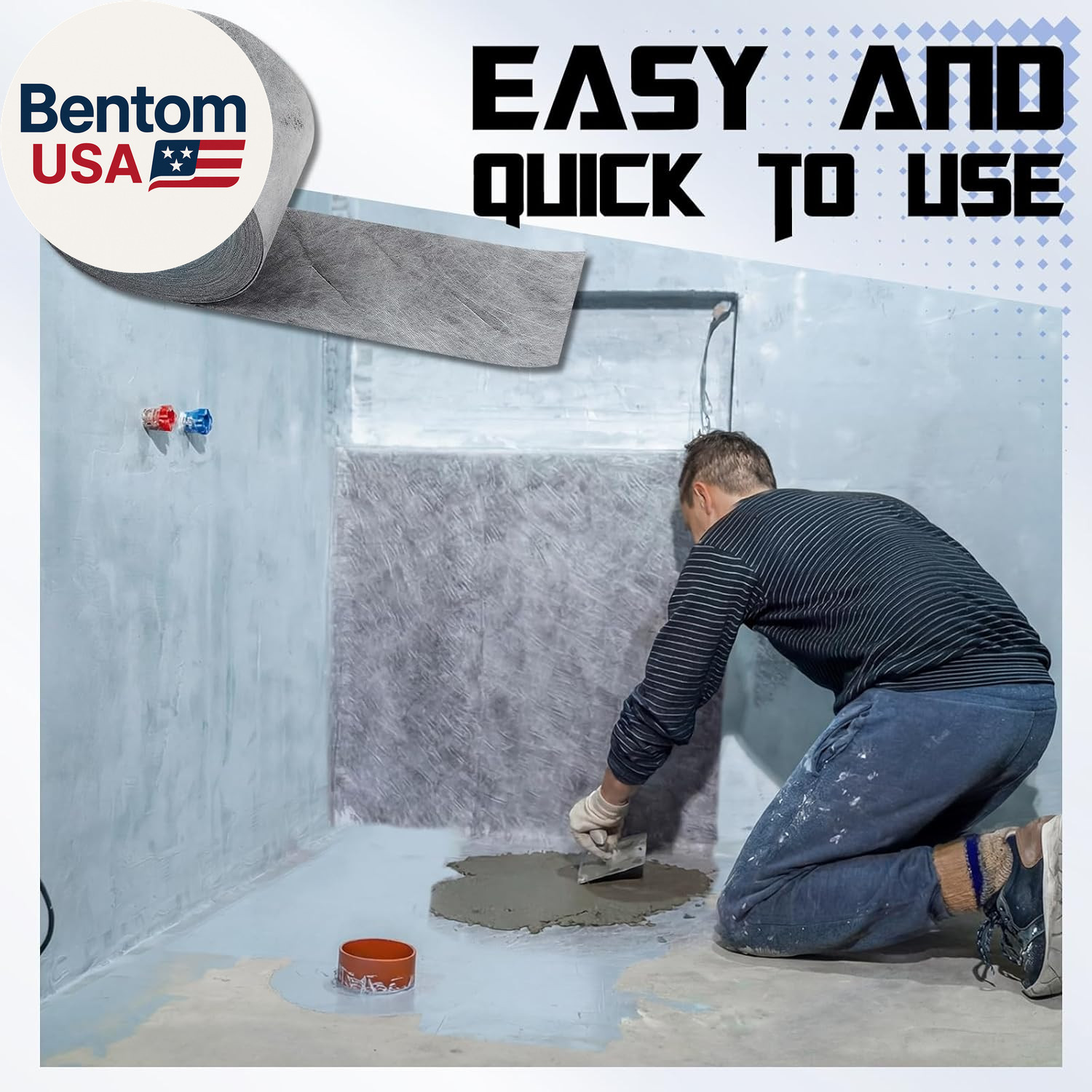 7 Pcs Waterproofing Membrane Kit, 0.42 X 100Ft(42 Sq Ft) Waterproof Membrane Ban