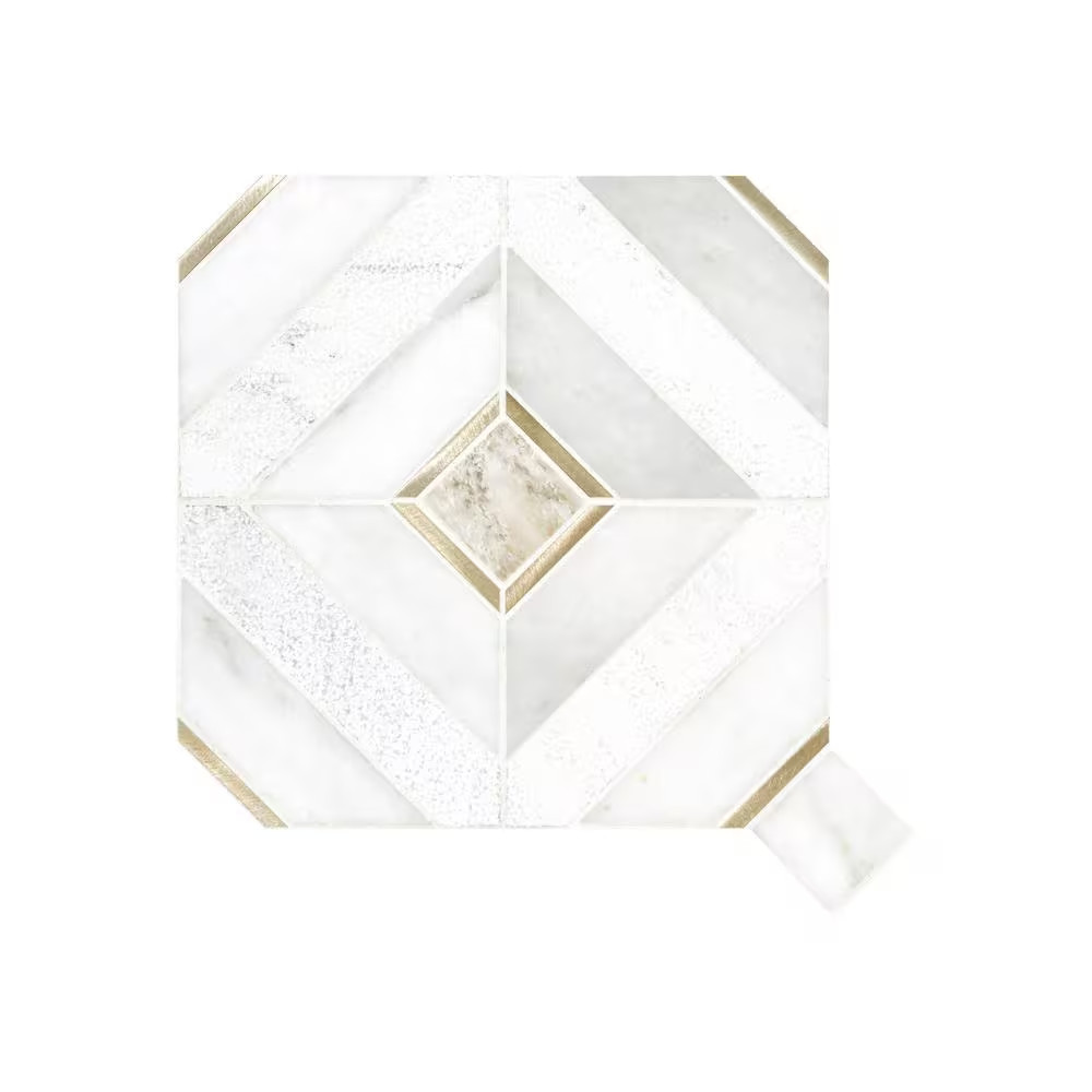 Verona Gold 12 In. X 12 In. Marble/Metal Mesh-Mounted Mosaic Floor and Wall Tile