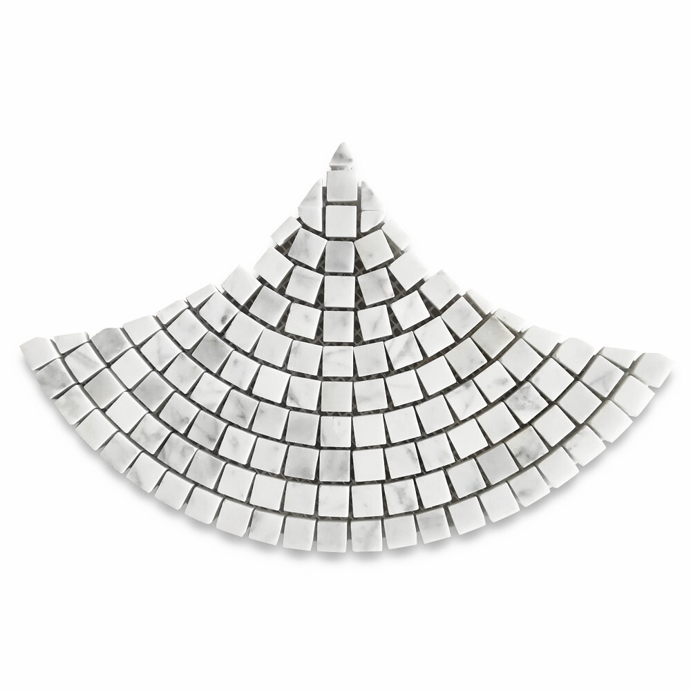 C999XP Carrara Marble European Fan Mini Tile Fish Scale Scallop Mosaic Polish