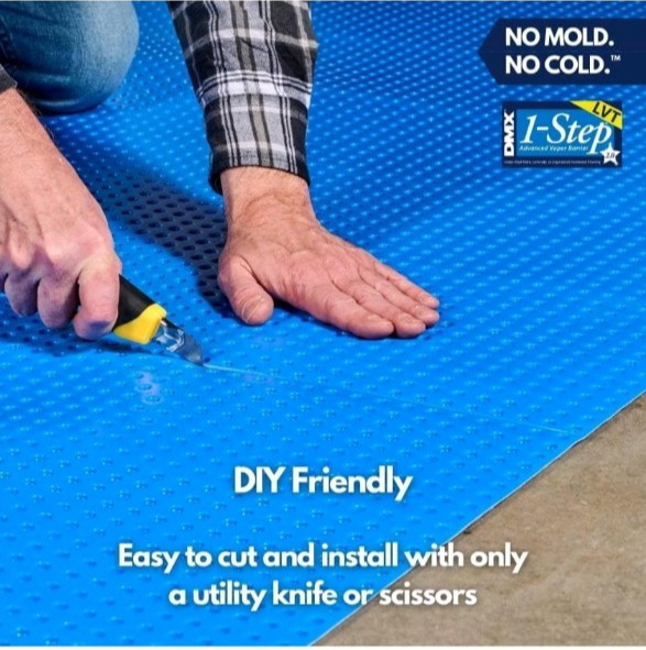 DMX 1-STEP Flooring Underlayment 29’L x 42″W Moisture Resistant Blue (100 Sq.Ft)