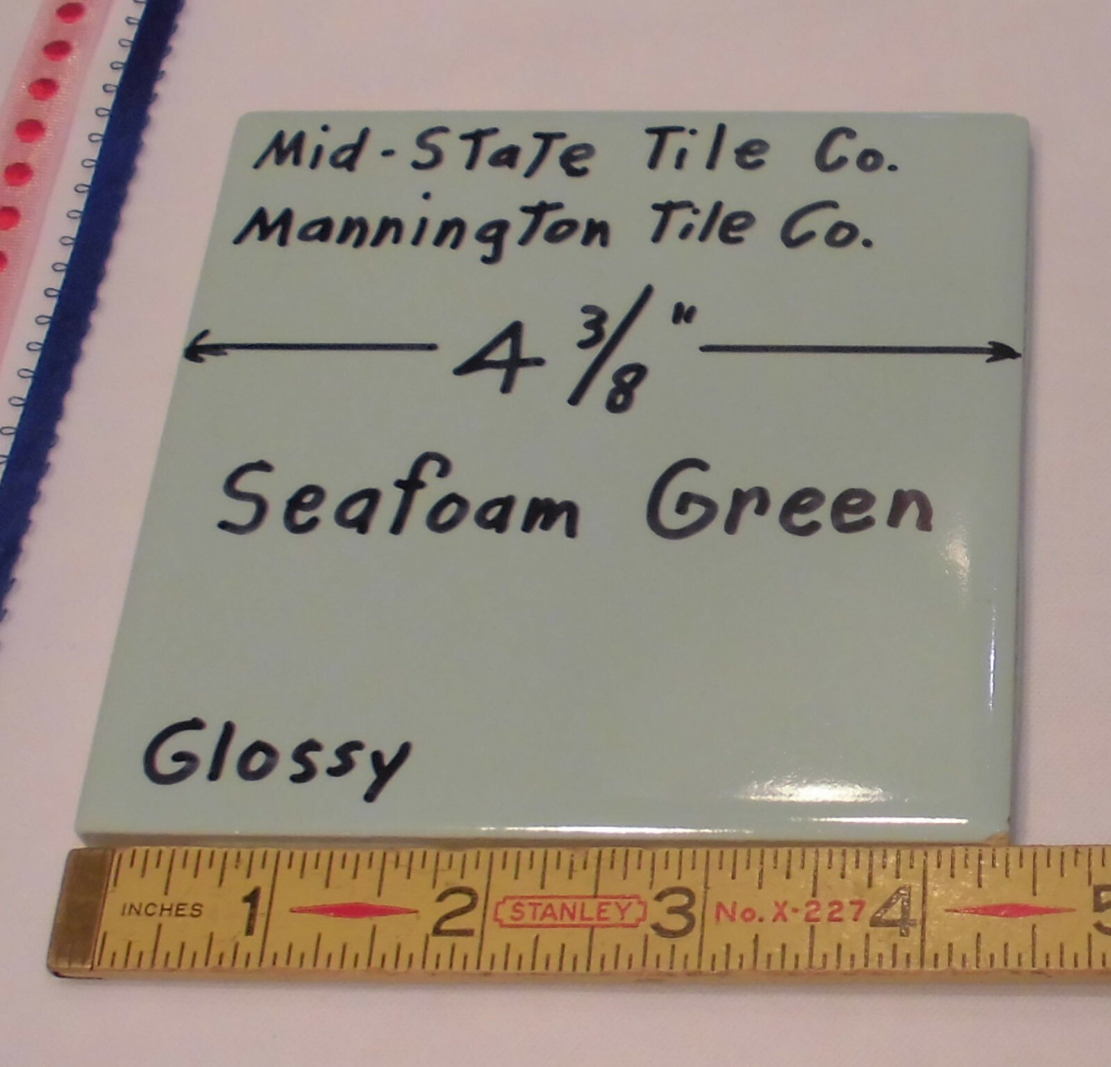 1 pc. Vintage *Seafoam Green* Ceramic Tile 4-3/8 by M.C.T. by Mid-State Co. NOS