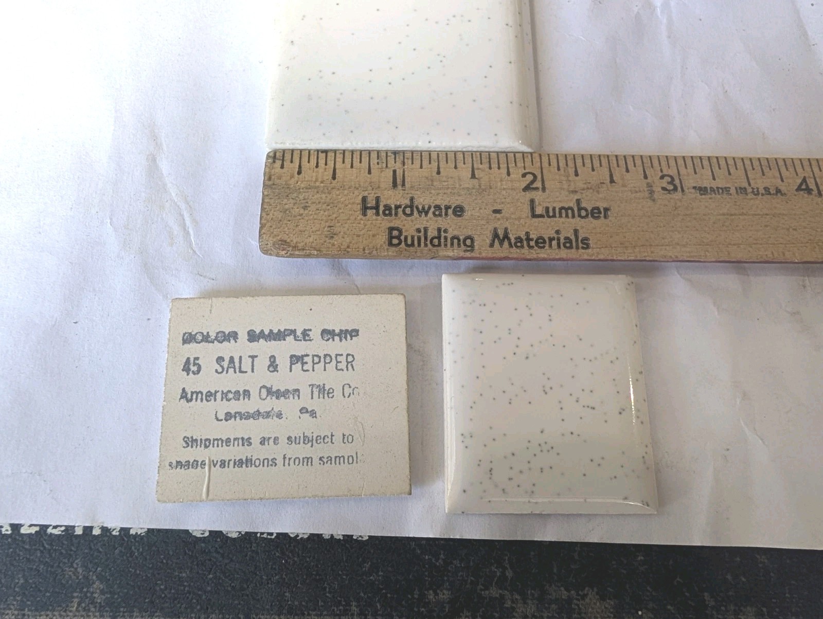 1 pc American Olean Salt Pepper #45 S4269 Bullnose Ceramic Tile 2×6 Original USA