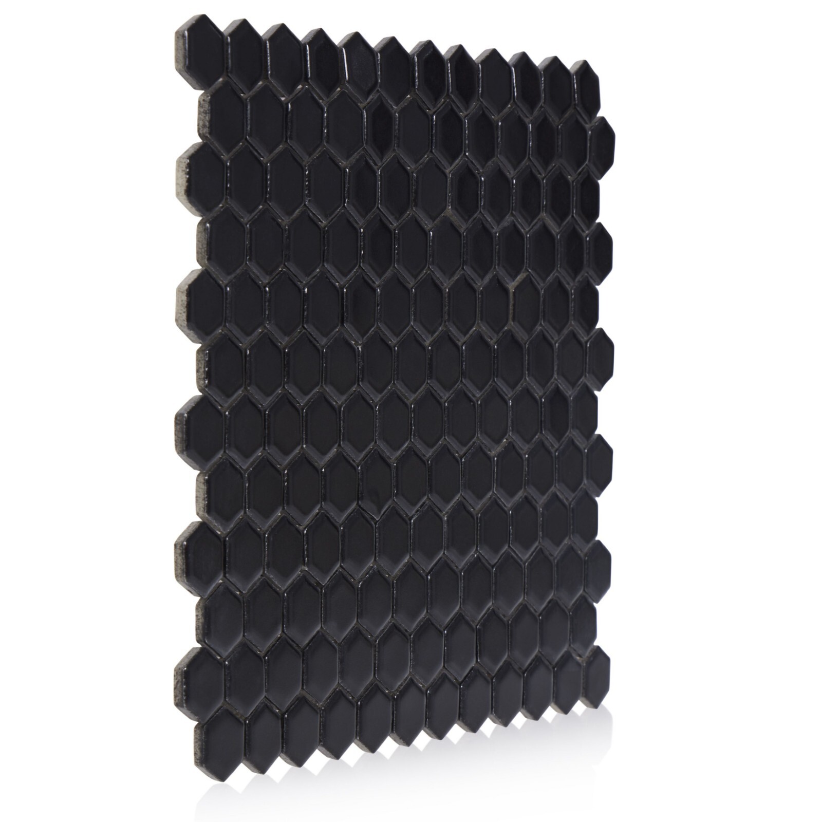 Industry Tile Hexagon Black 1-Inch Satin Mosaic Tile – 20 pcs per case