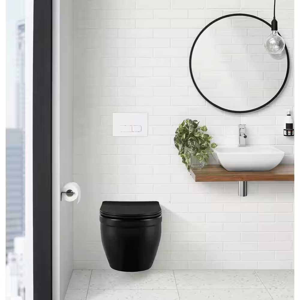 Wall Mount Dual Flush Actuator Plate with Rectangle Push Buttons in Matte White