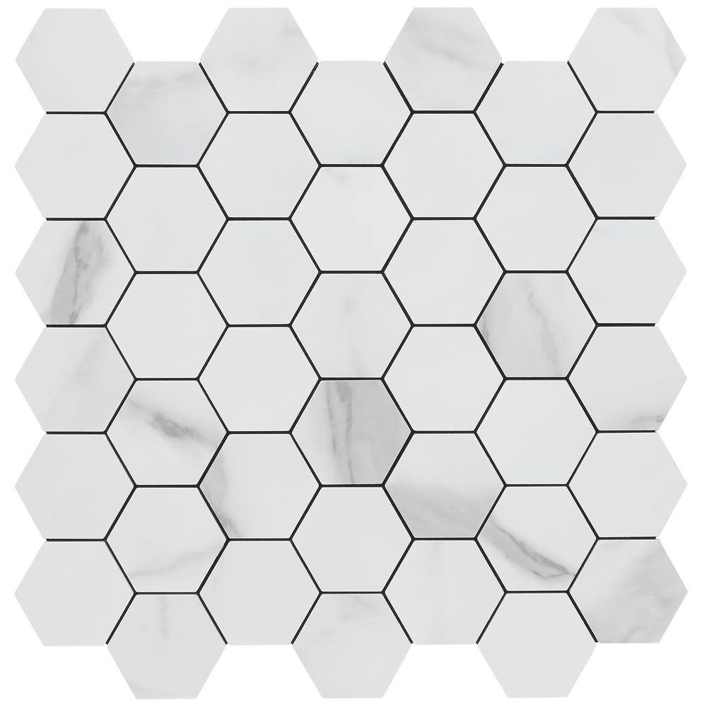 Luxe Core Hex Calacatta 11.61 In. X 11.81 In. SPC Peel and Stick Tile (0.95 Sq.
