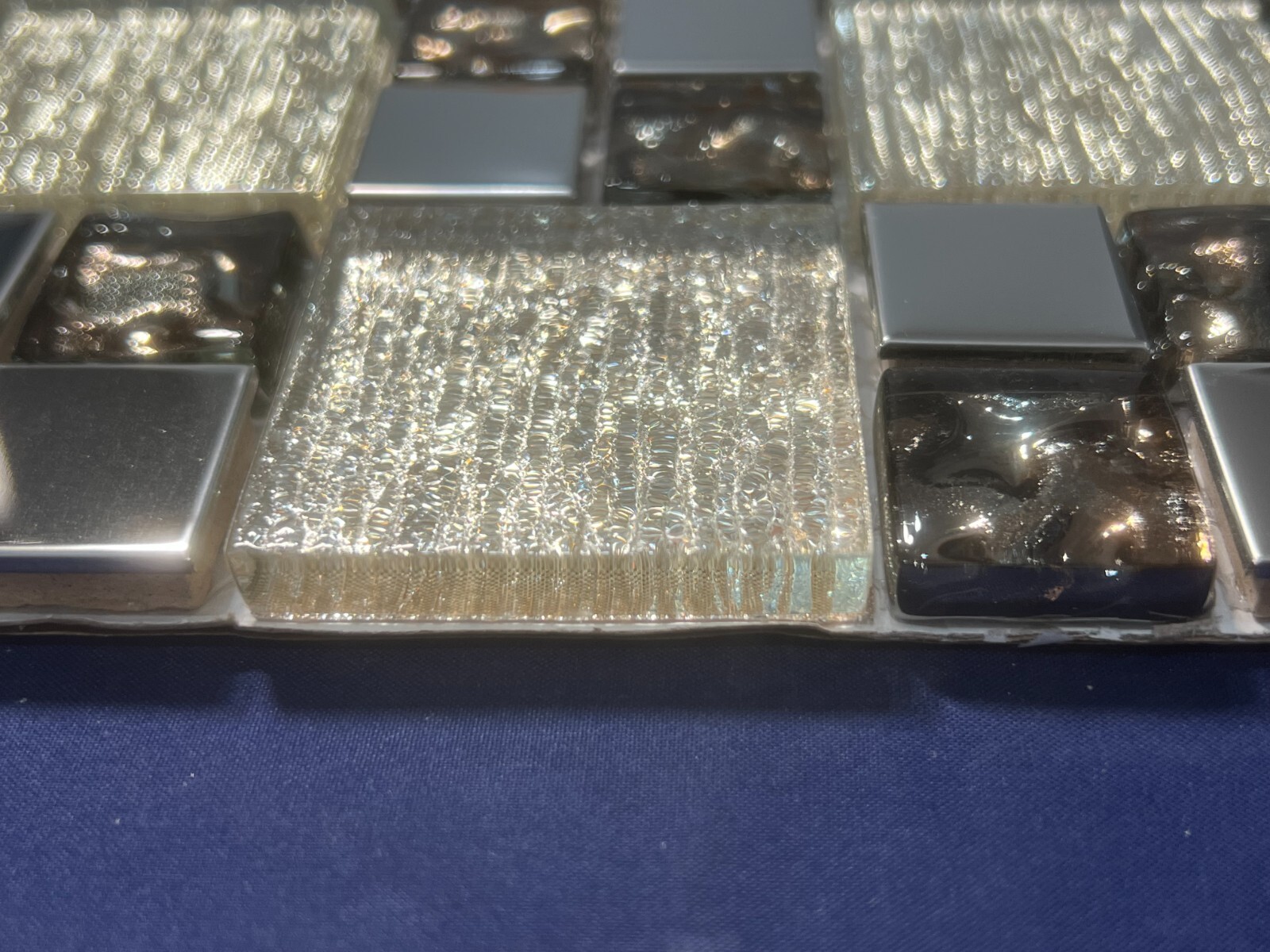 NY47 Silver Glass/Metal Square Mosaic Tile Kitchen Bathroom Backsplash