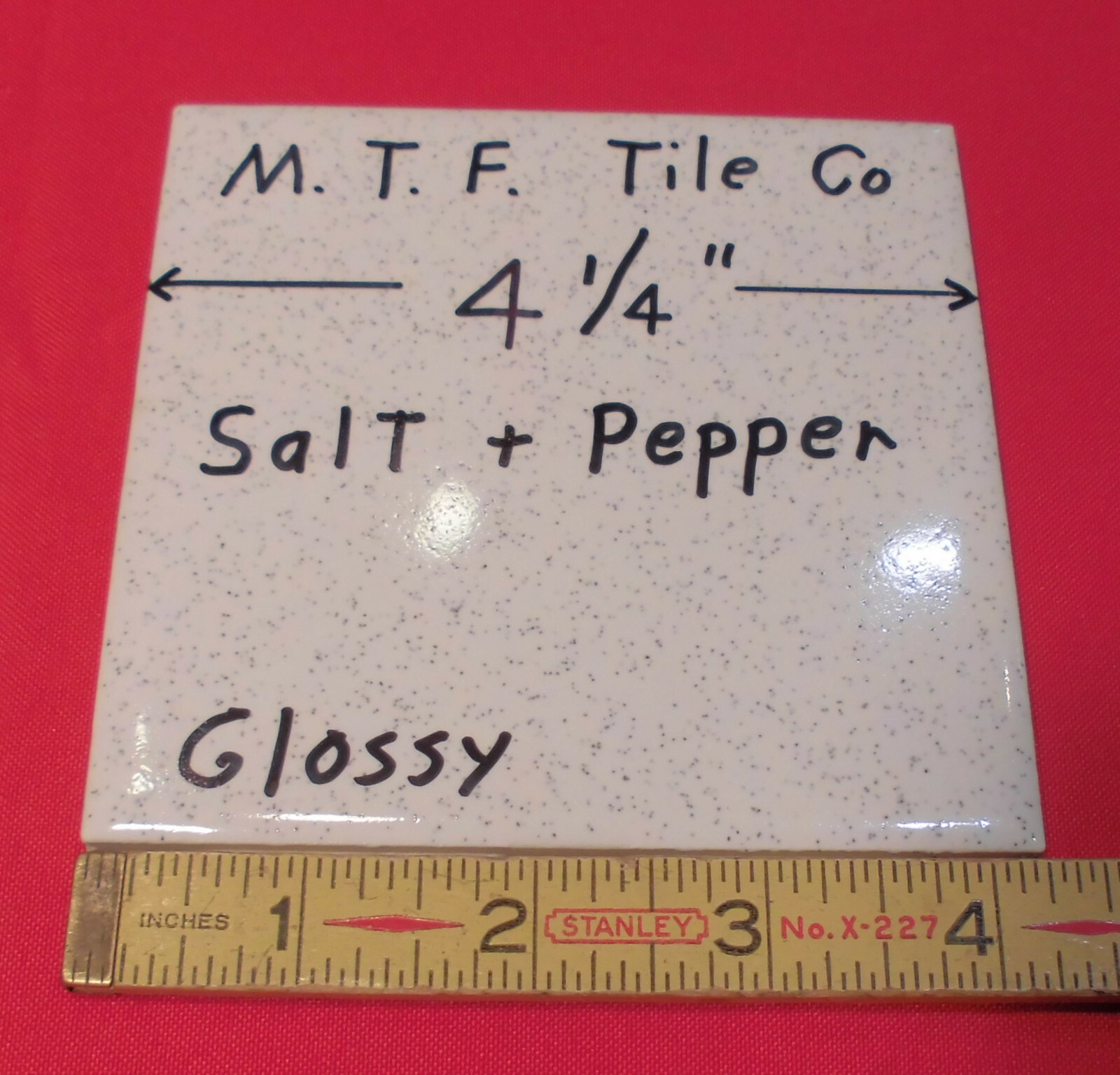 1 pc. *Salt & Pepper* 4-1/4″ Glossy Ceramic Tile by Monarch Tile Co. USA…New
