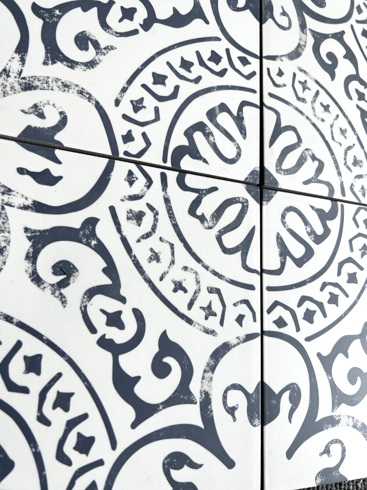 8×8 Flora Blue White Patterned Porcelain Floor and Wall Tile By Squarefeet Depot