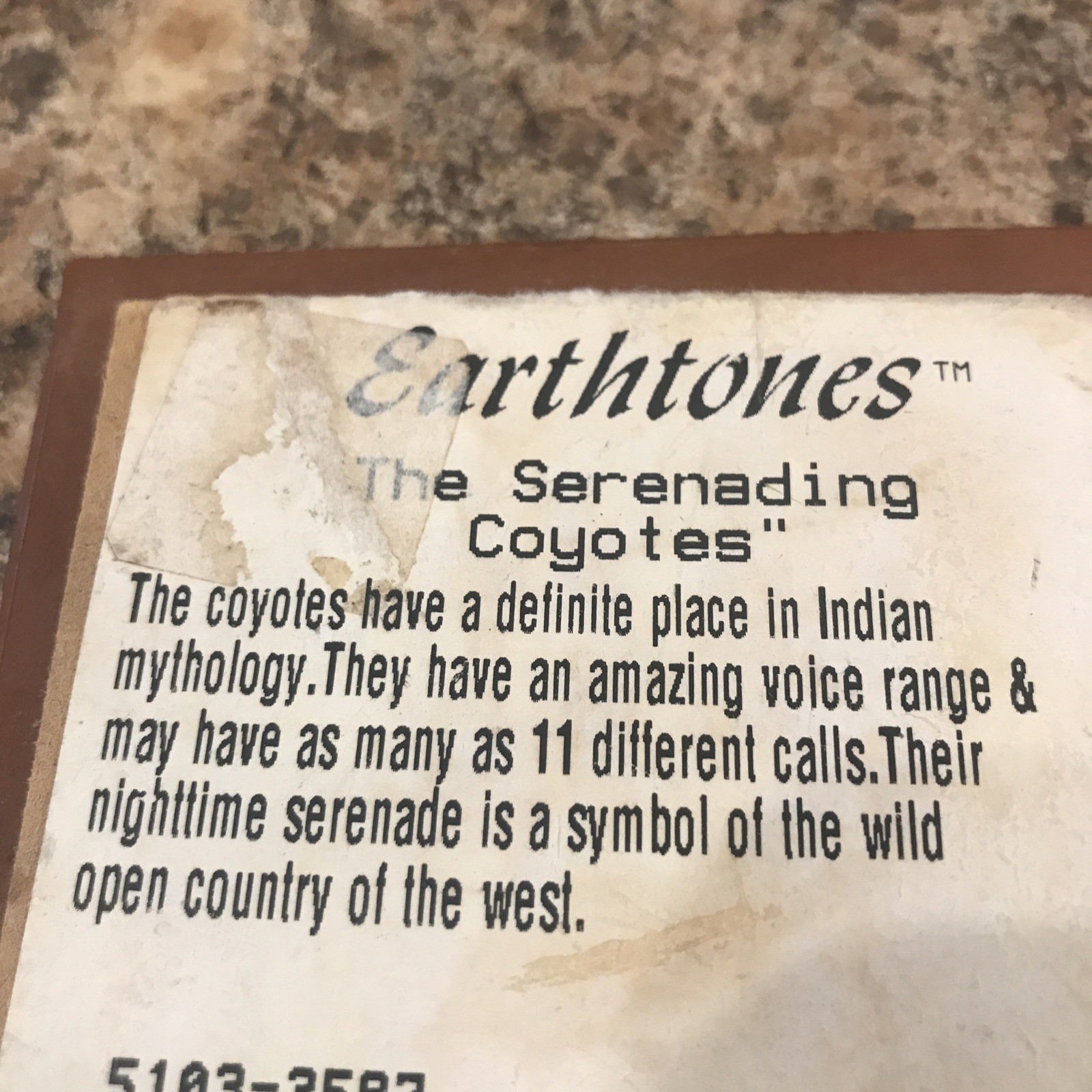 Vintage 1999 Earthtones the Serenading Coyotes Ceramic Terra Cotta 4″ x 4″ Tile