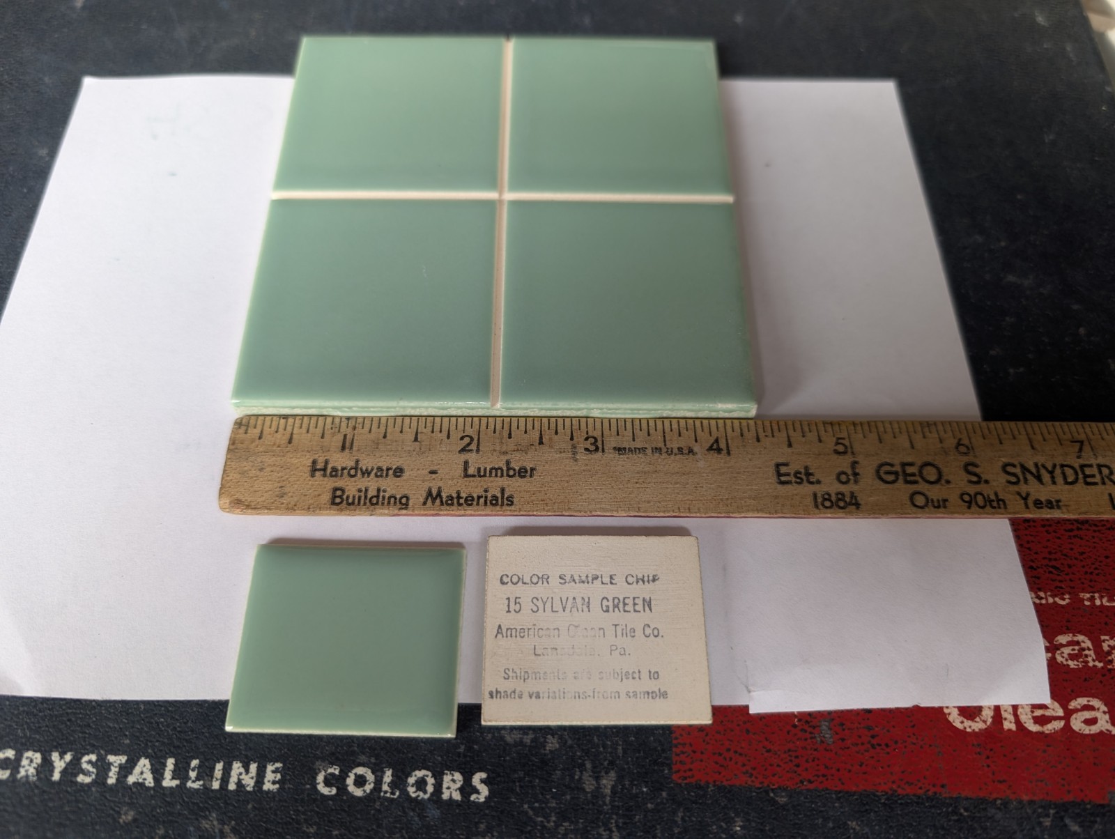 2 pieces 4 1/4″ Ceramic Tile #15 Sylvan Green New American Olean Tile SD-5