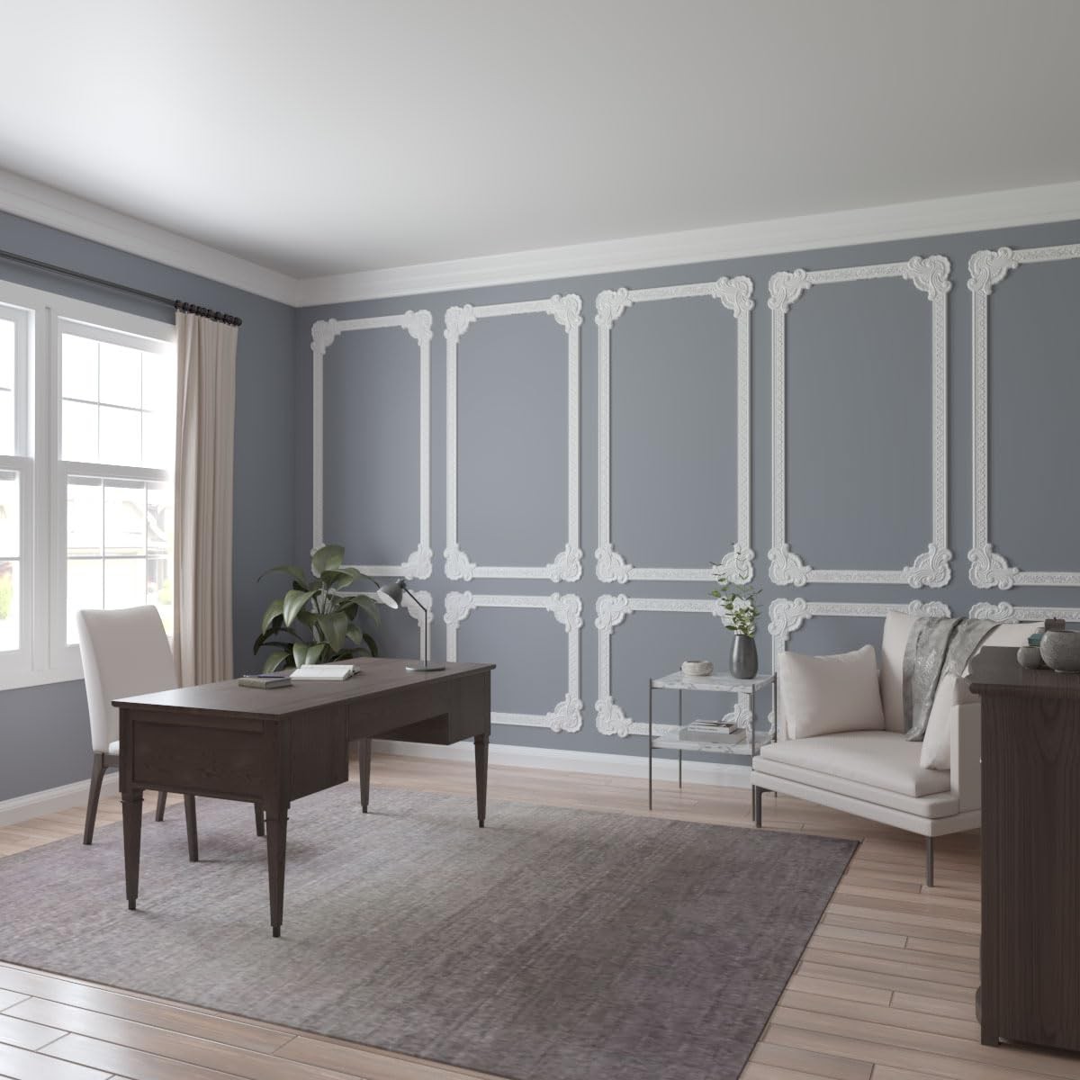 PML09X09AC Acanthus Leaf Corner Panel Moulding Primed 9 3/8 x 9 3/8 Inch