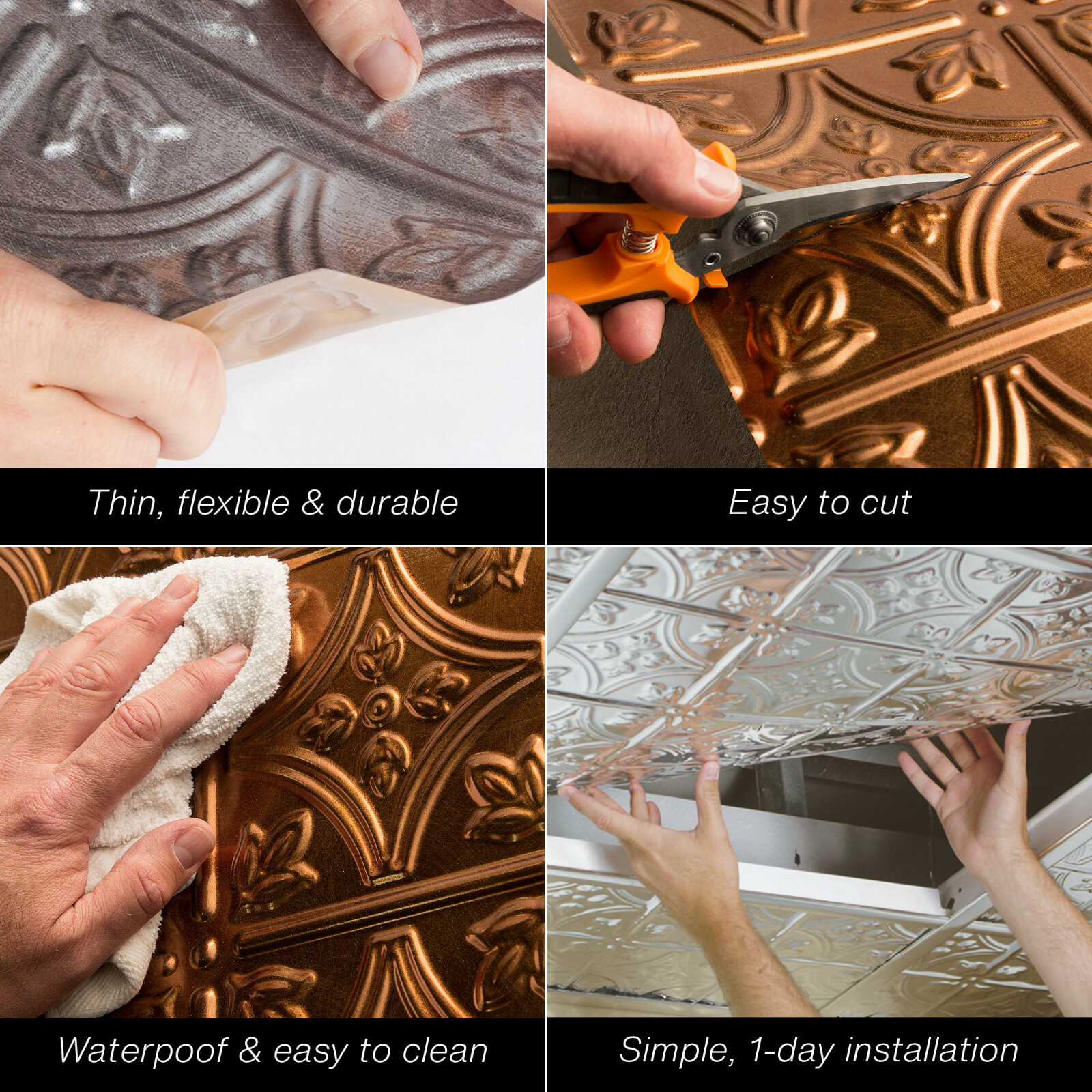 Fasade – Coffer 2ft x 2ft Lay In Ceiling Tile/Panel (5 Pack)