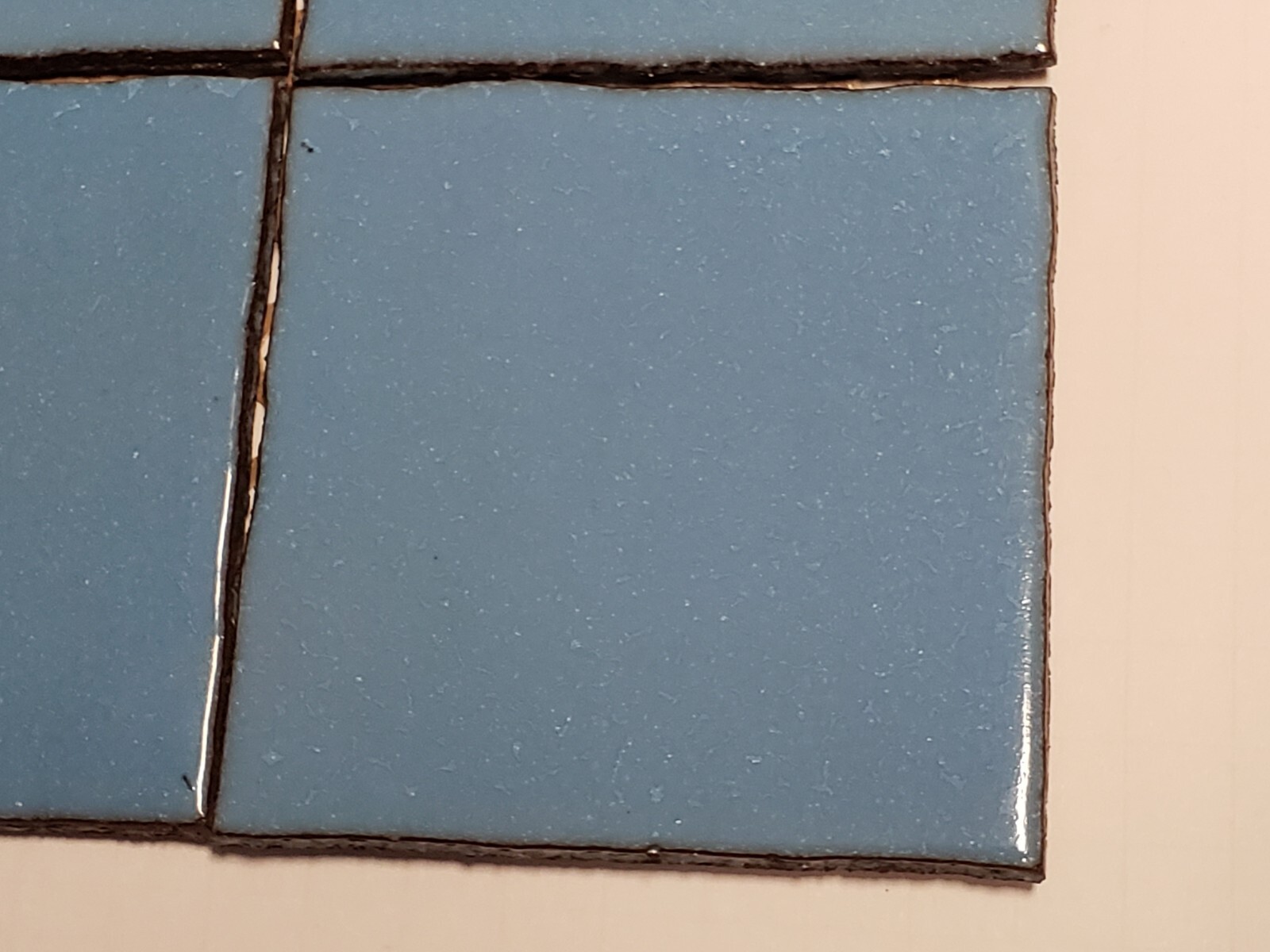 Vtg 1970s Summitville Ceramic Tile Sheet – 9 Blue Rustic 4″ x 4″, 1 sq. ft. NOS