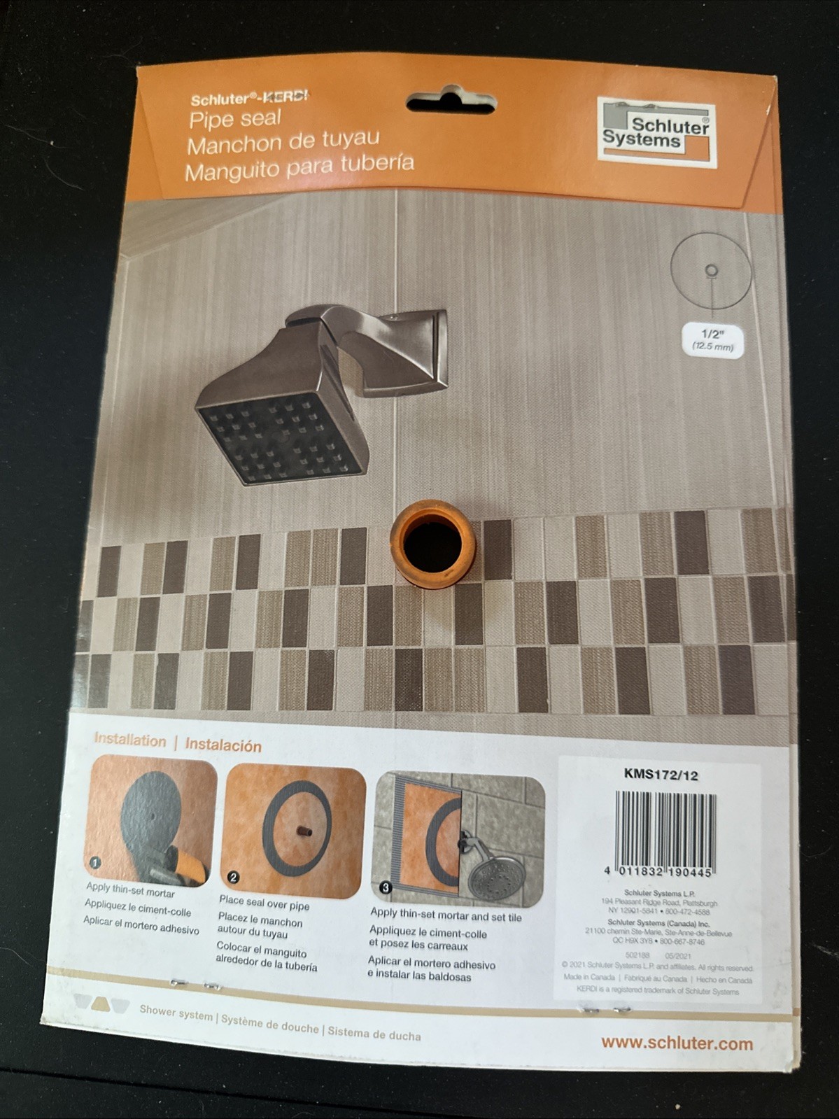 Schluter Kerdi Pipe Seal 1/2″ Waterproofing Membrane With 1/2”id Rubber Grommet