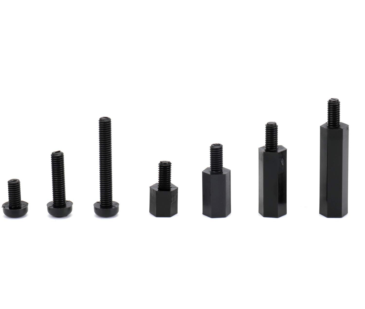 Jucoan 380 PCS M3 Nylon Standoff Kit, Male Female Hex One Size, Black