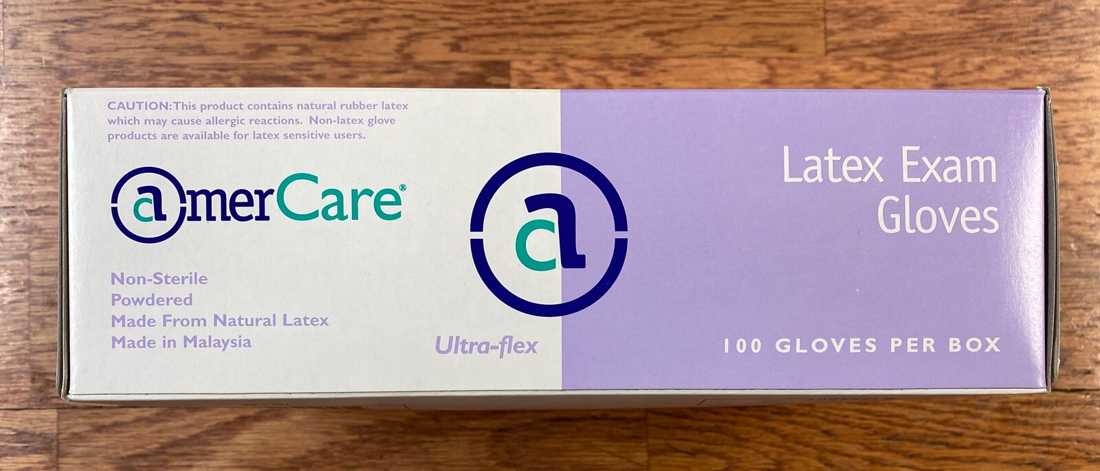 Amercare Ultra Flex Large Powdered Latex Exam Gloves, 100 Gloves