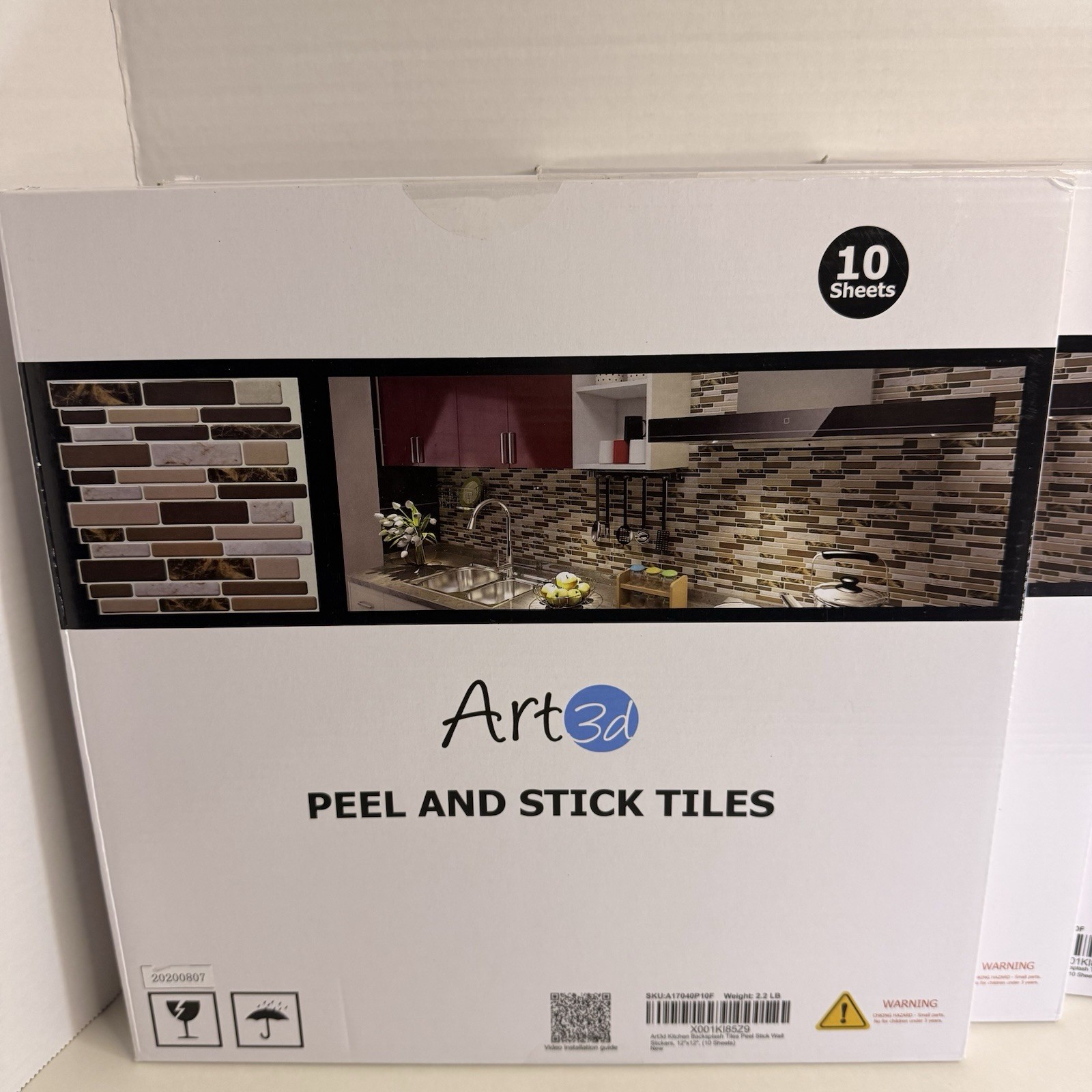 Art3d Peel & Stick Backsplash Tiles Marble 12×12 Lot of 4 (40 Sheets) NEW Sealed