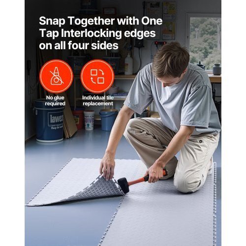 Garage Floor Tiles Interlocking, 16 Pack 20.2 x 20.2 x 0.2 in Interlocking Modul