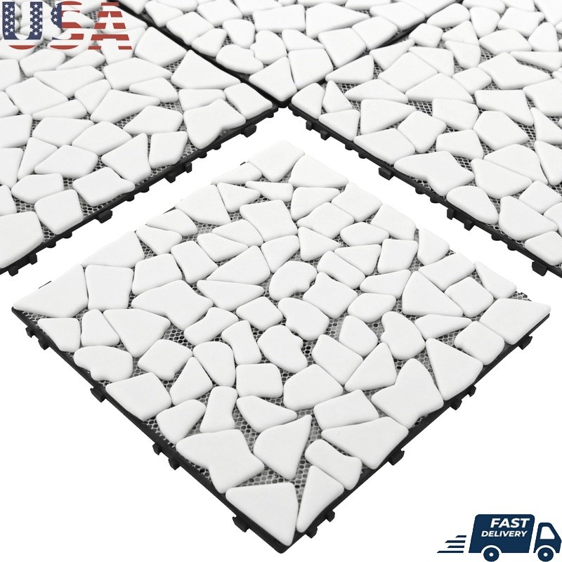 Recycled Glass Interlocking Tiles Waterproof Durable Outdoor Indoor Use 12×12